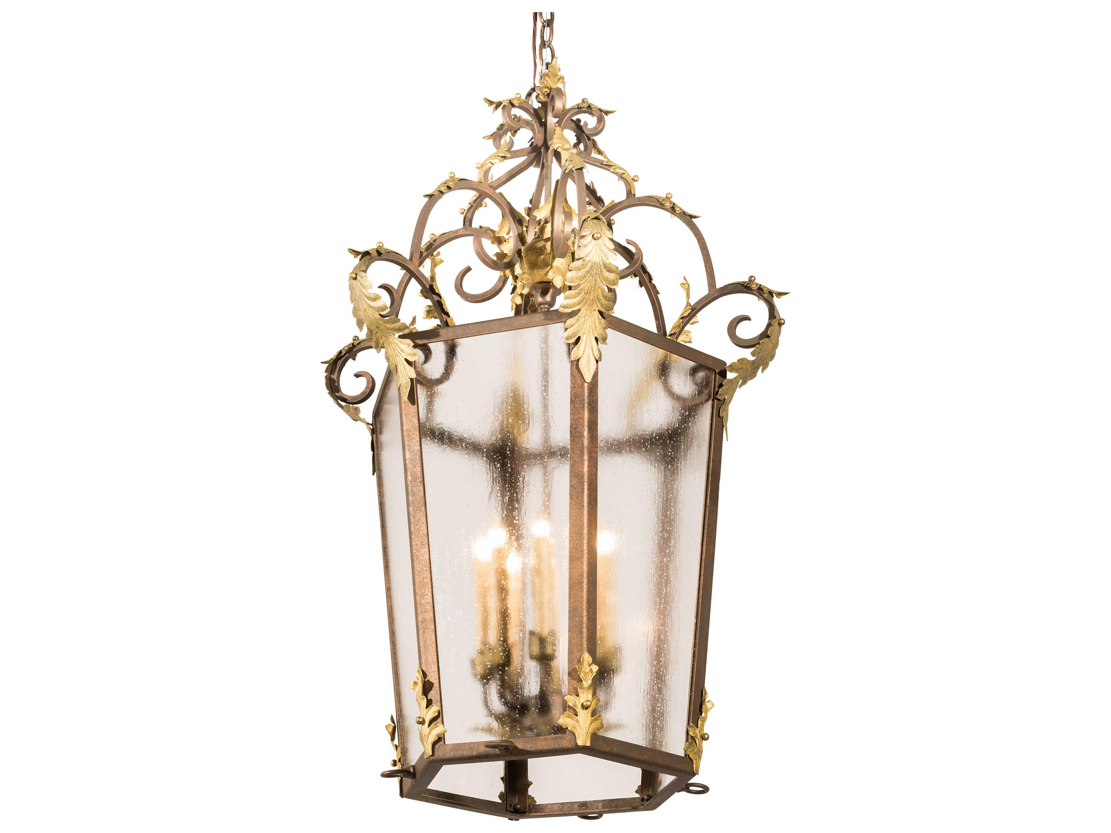 8-Light Brown Glass Candelabra Chandelier