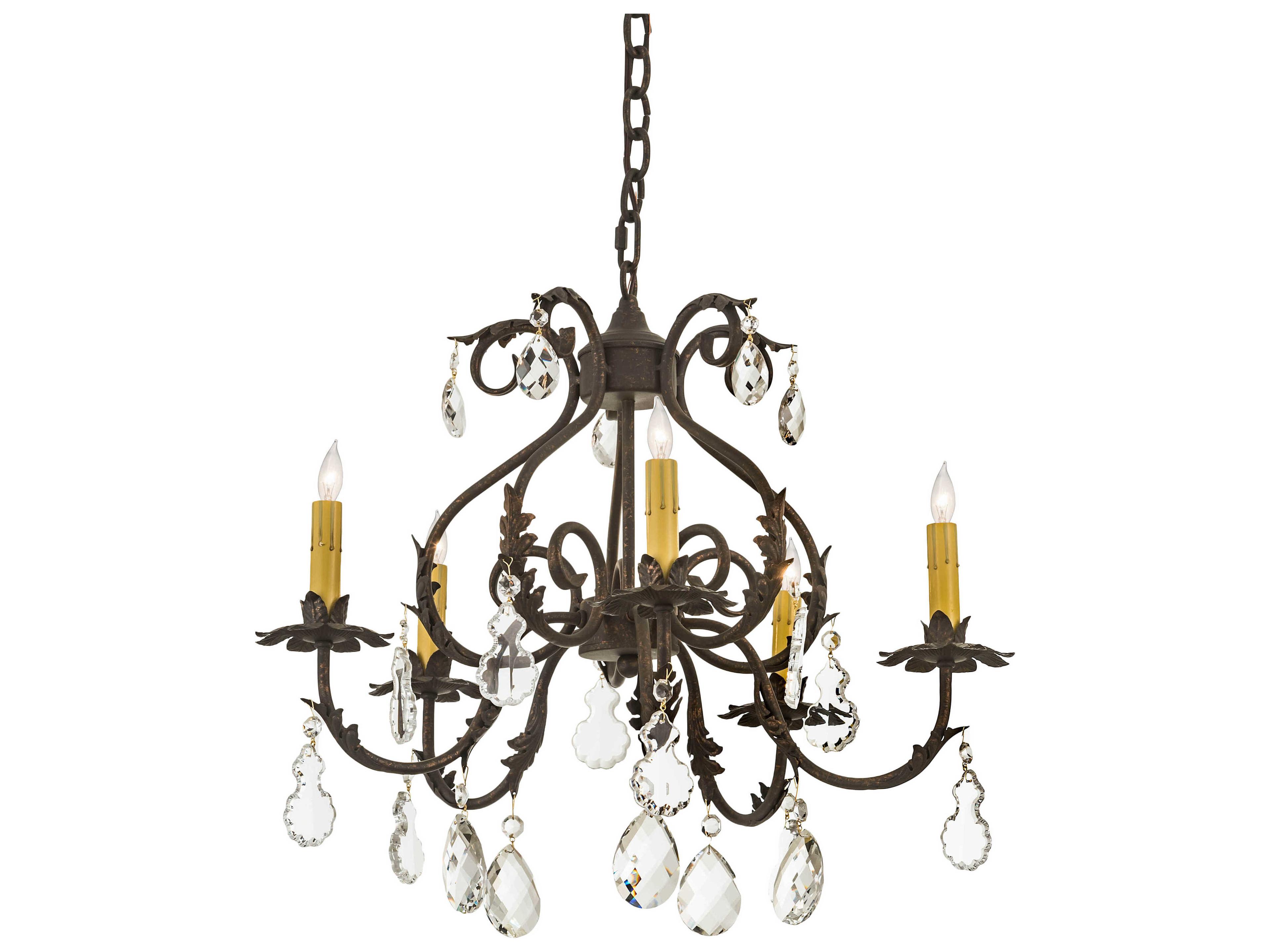 Chantilly 5-Light Bronze Crystal Candelabra Chandelier