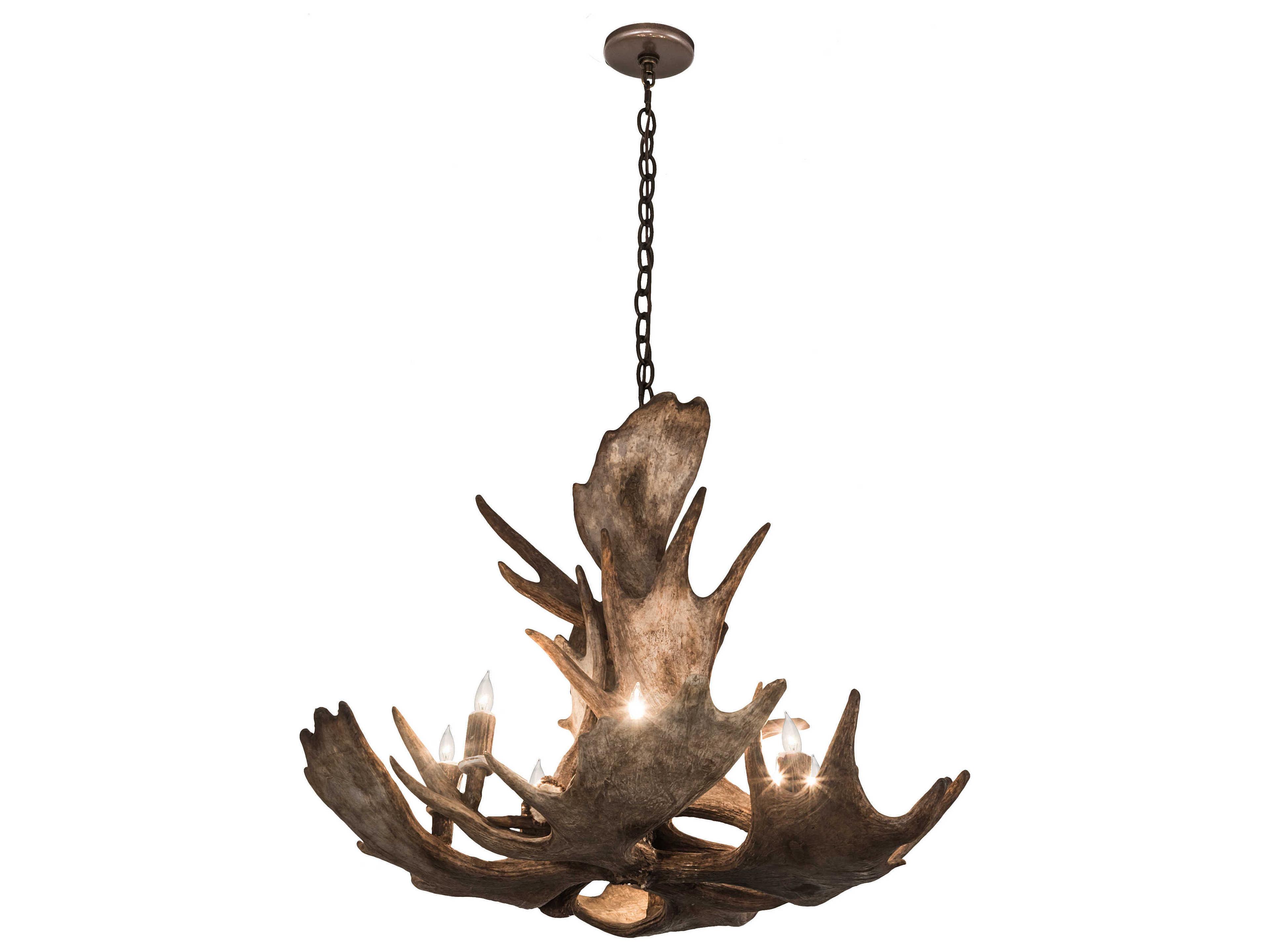 Antlers 10-Light Copper Candelabra Chandelier