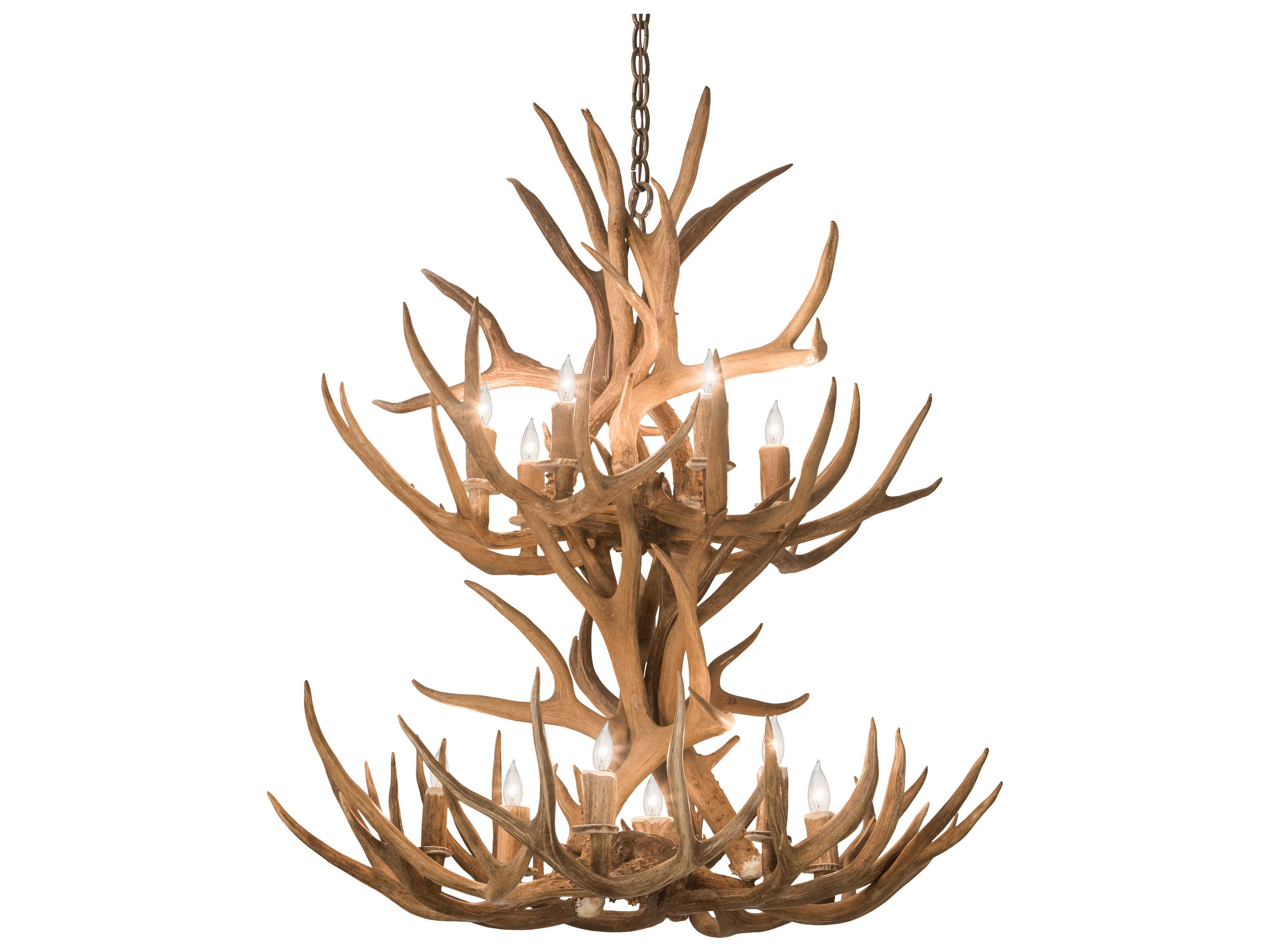 Antlers 12-Light Copper Candelabra Tiered Chandelier