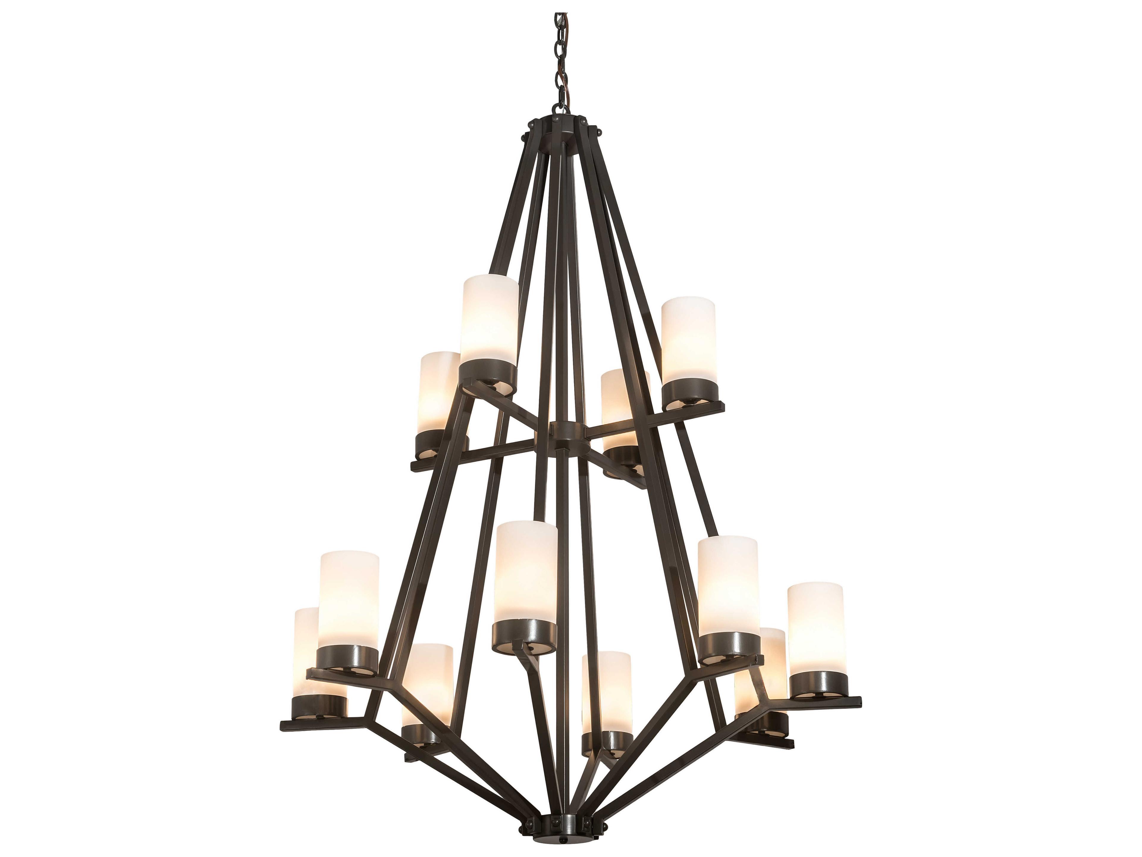 Meyda 12-Light Bronze Cylinder Tiered Chandelier