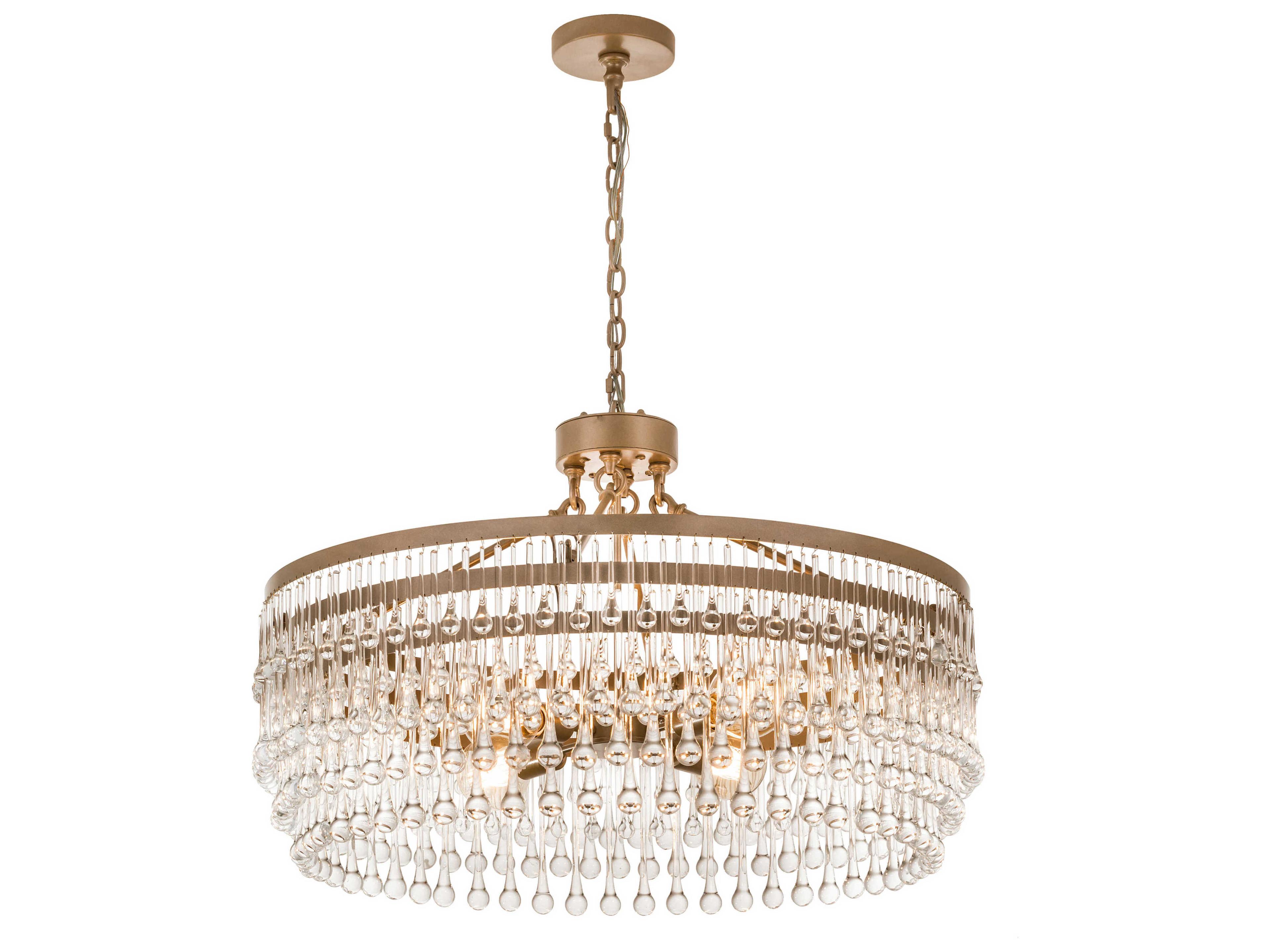 4-Light Gold Glass Round Chandelier