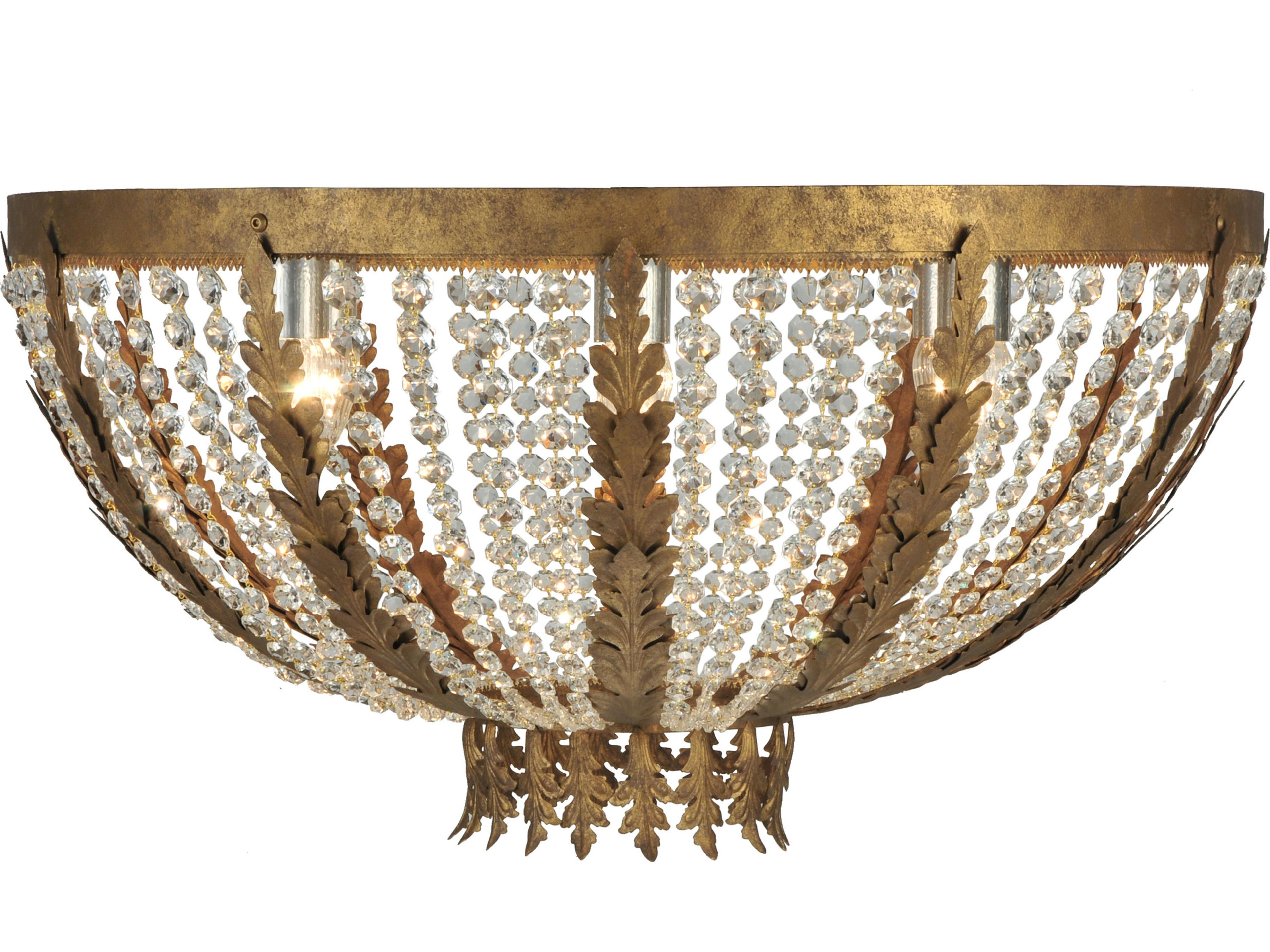 Chrisanne 5-Light Chrome Clear Crystal Glass Bowl Flush Mount