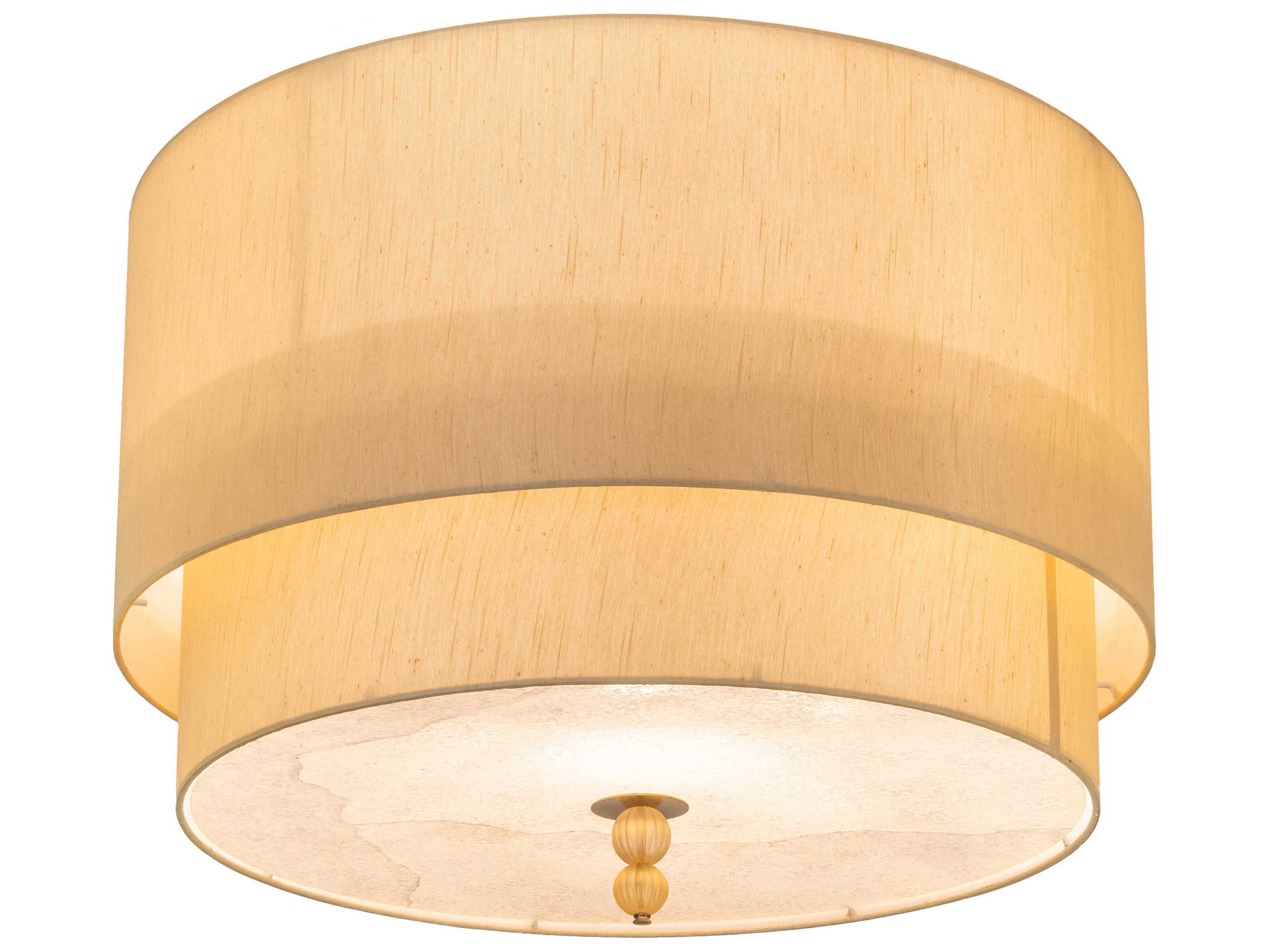 Cilindro 10-Light Brass Tint Gold Glass LED Drum Flush Mount