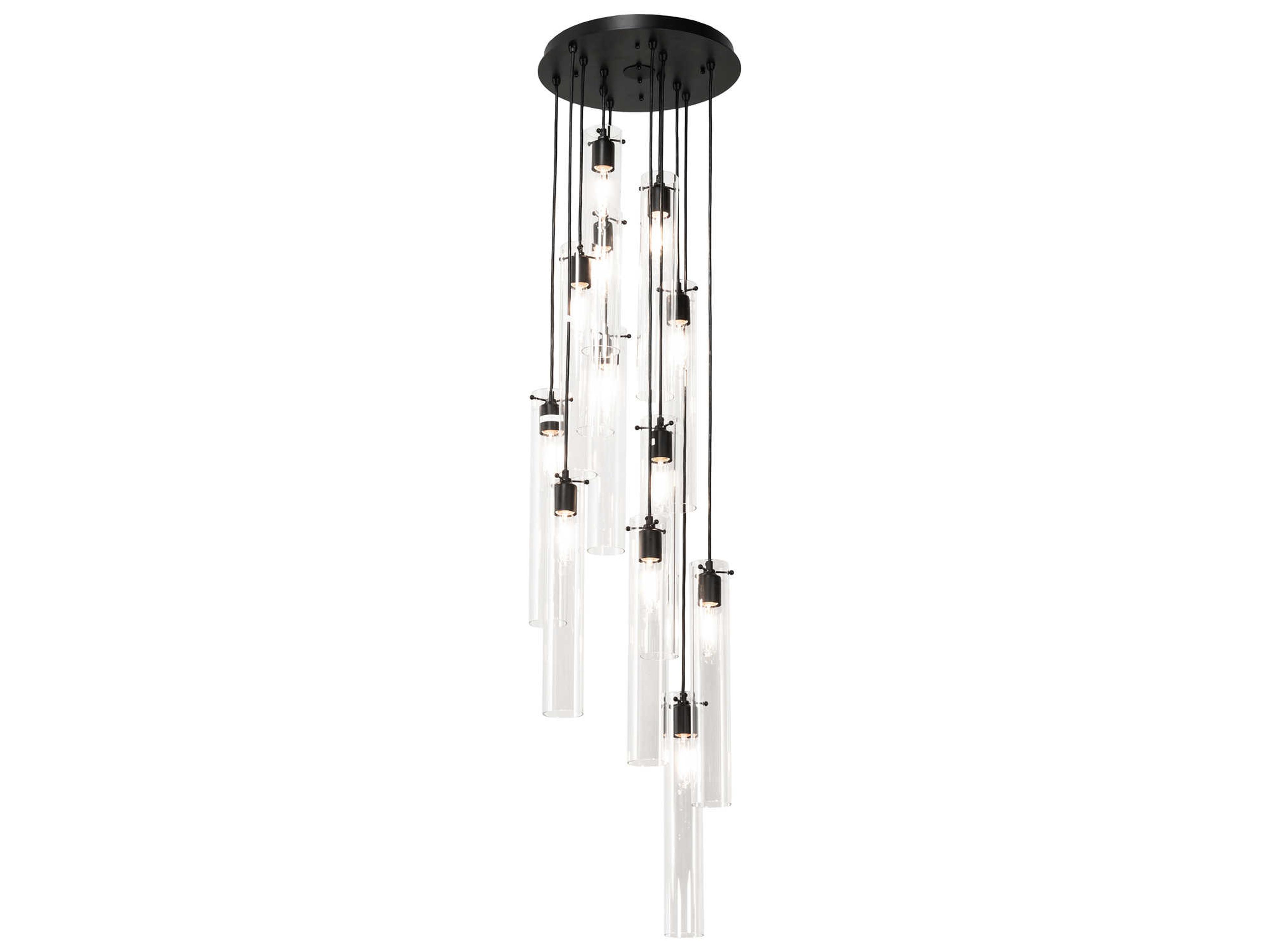 Cilindro 12-Light Black Glass Cylinder Pendant