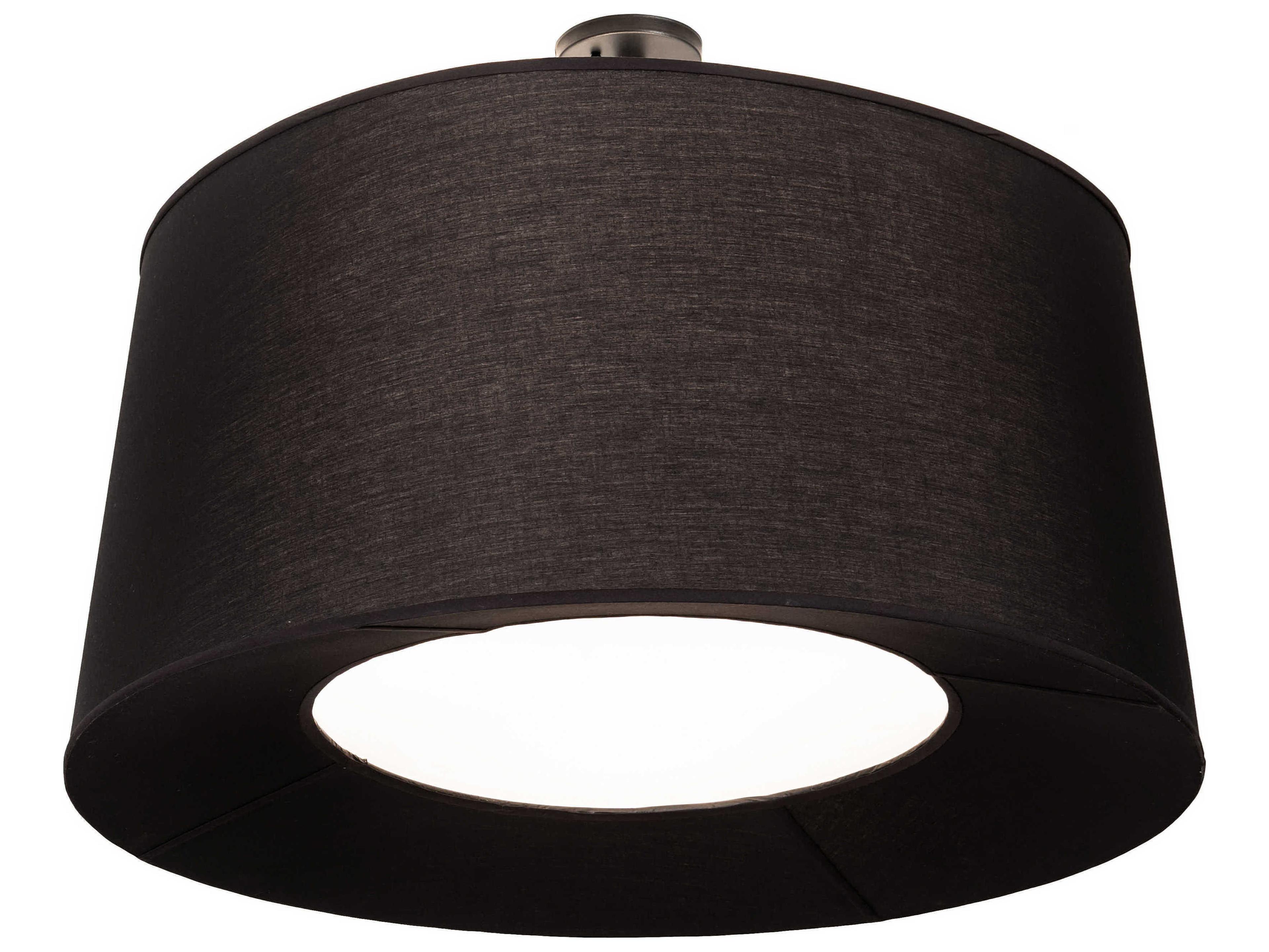 Cilindro 3-Light Black White LED Drum Semi Flush Mount