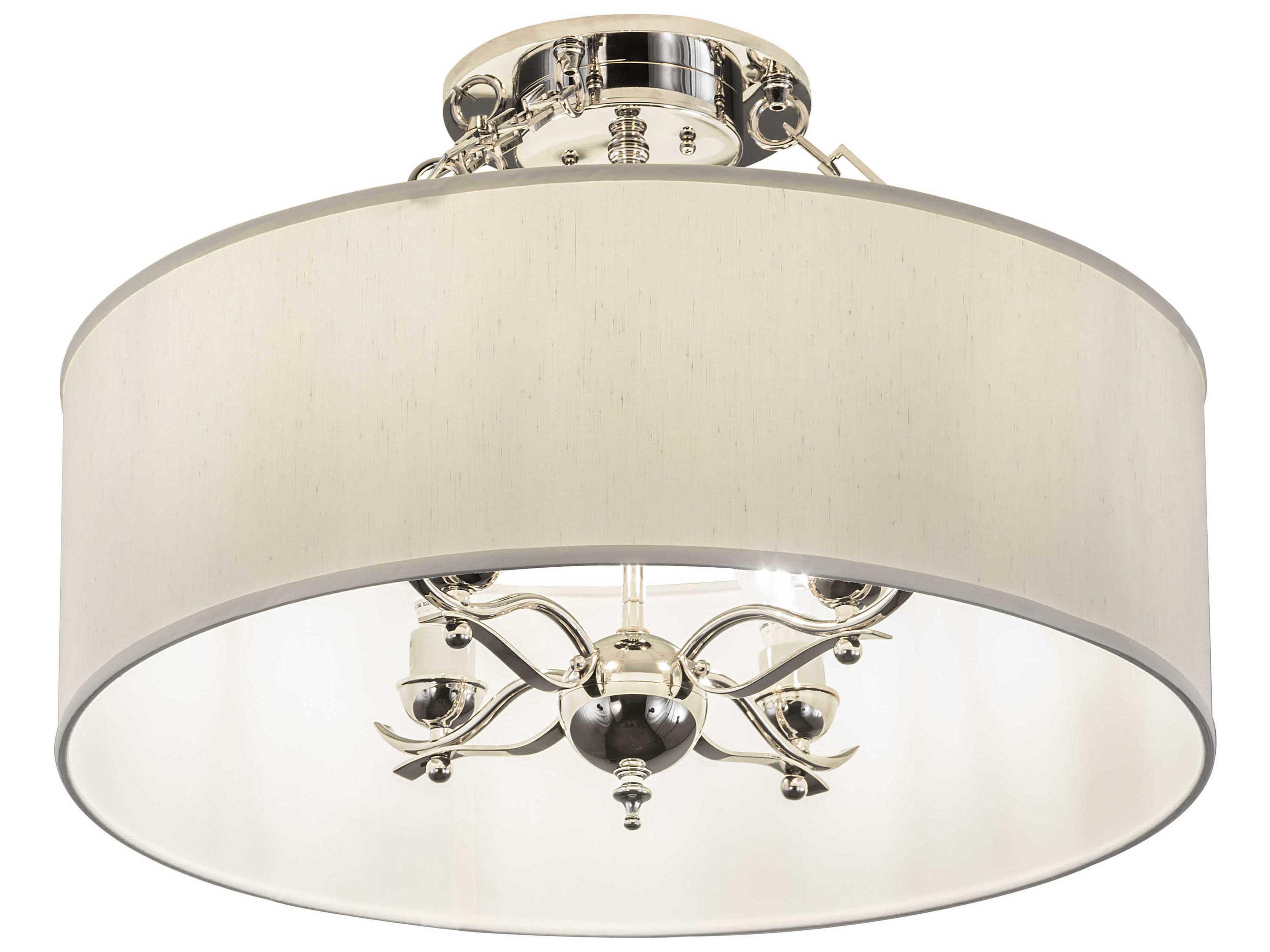 Cilindro 4-Light Polished Nickel White Drum Semi Flush Mount