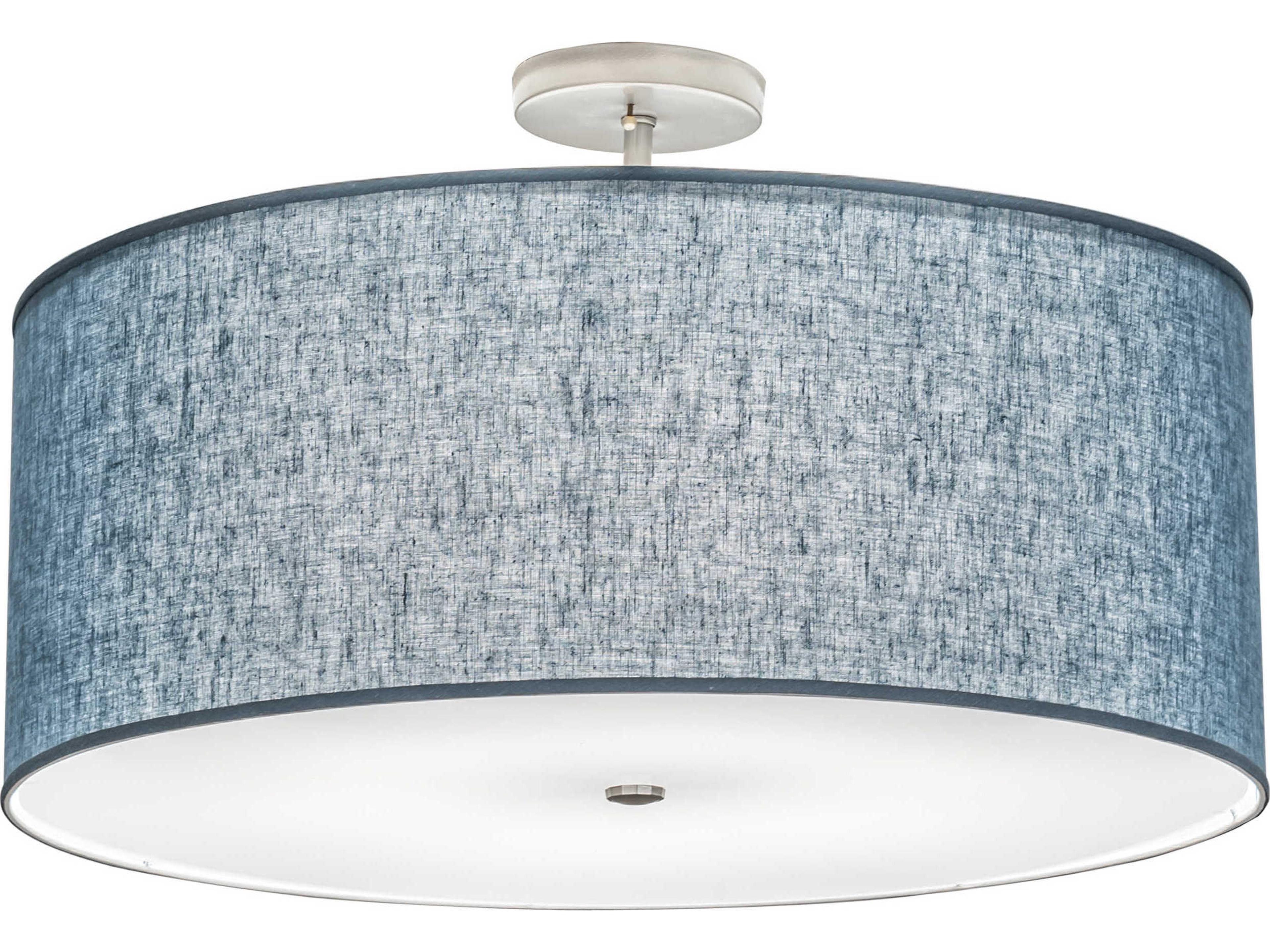 Cilindro 6-Light Nickel Blue LED Drum Semi Flush Mount