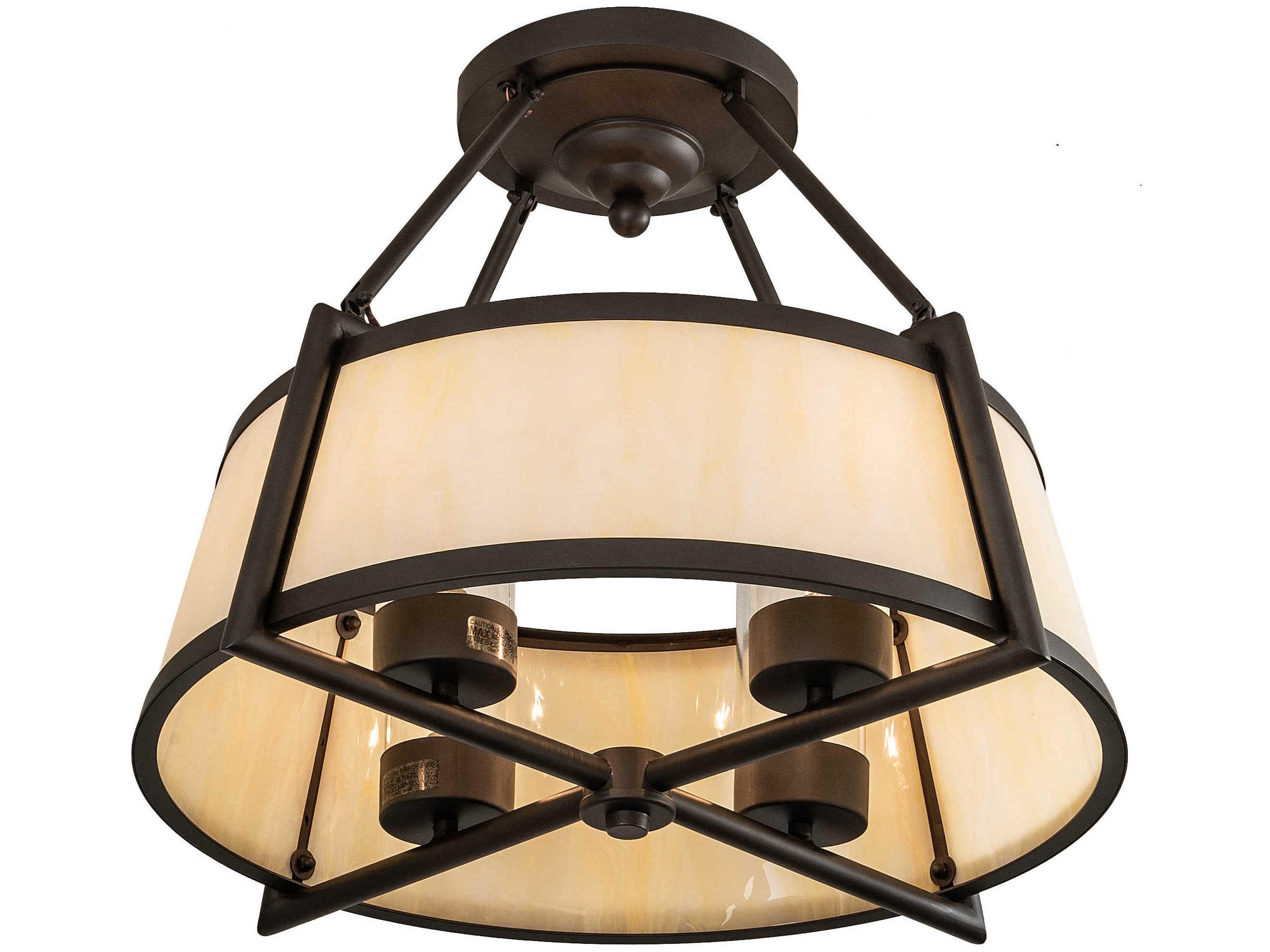Lucy 4-Light Oil Rubbed Bronze Off White Crystal Drum Semi Flush Mount