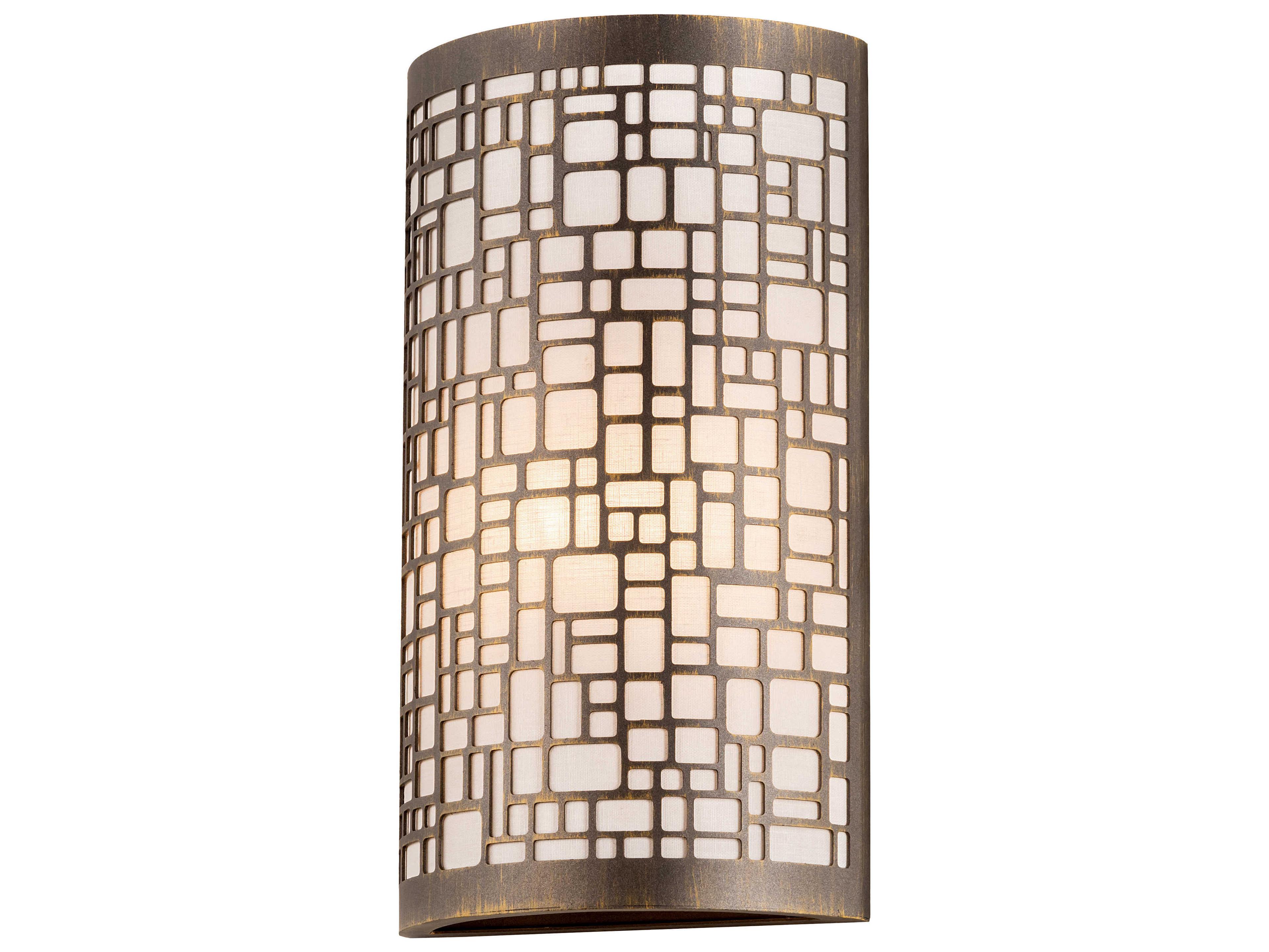 Cilindro 1-Light Antique Brass White Wall Sconce