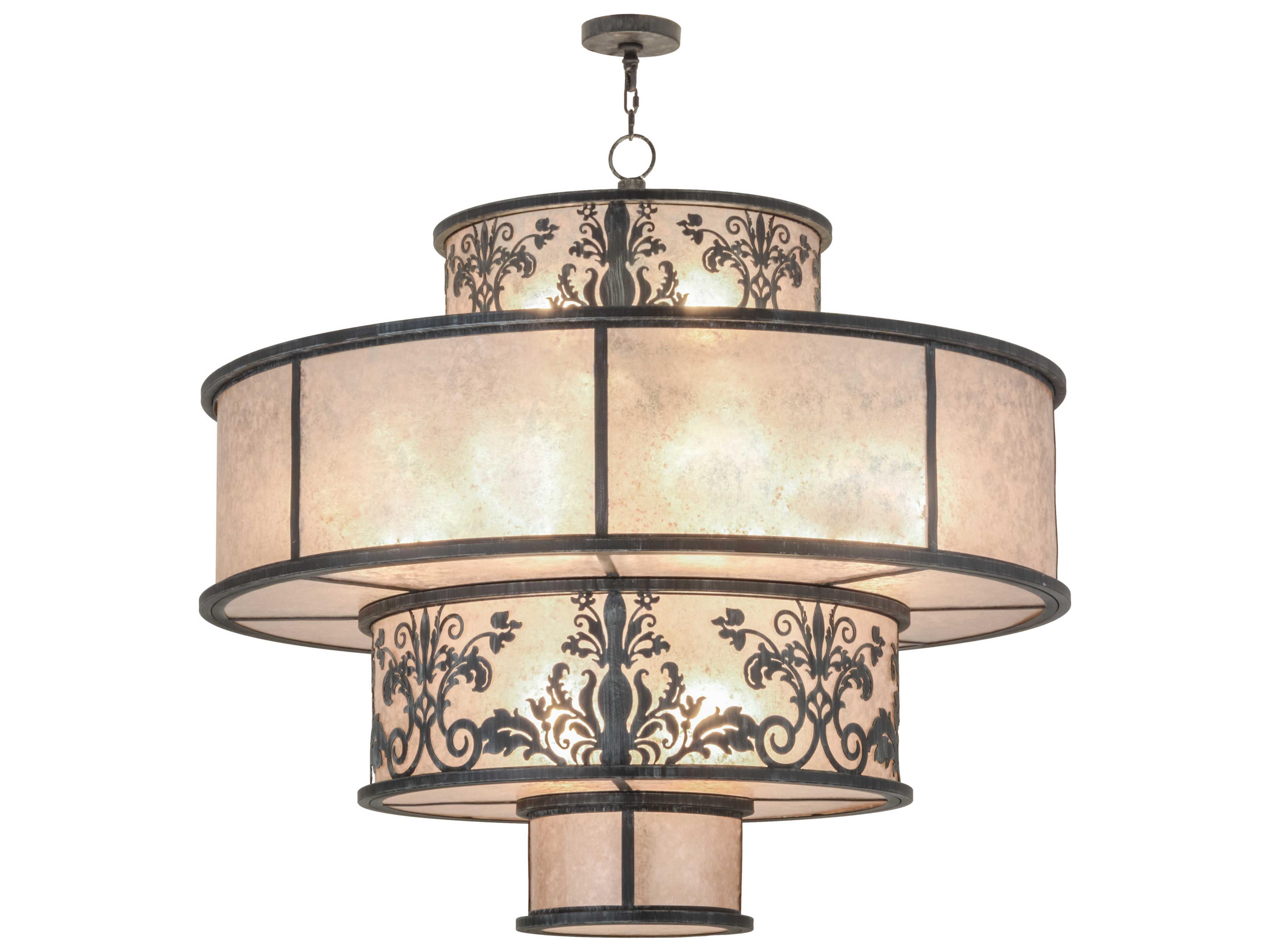 Clarabella Antique Iron Gate Black Drum Tiered Pendant