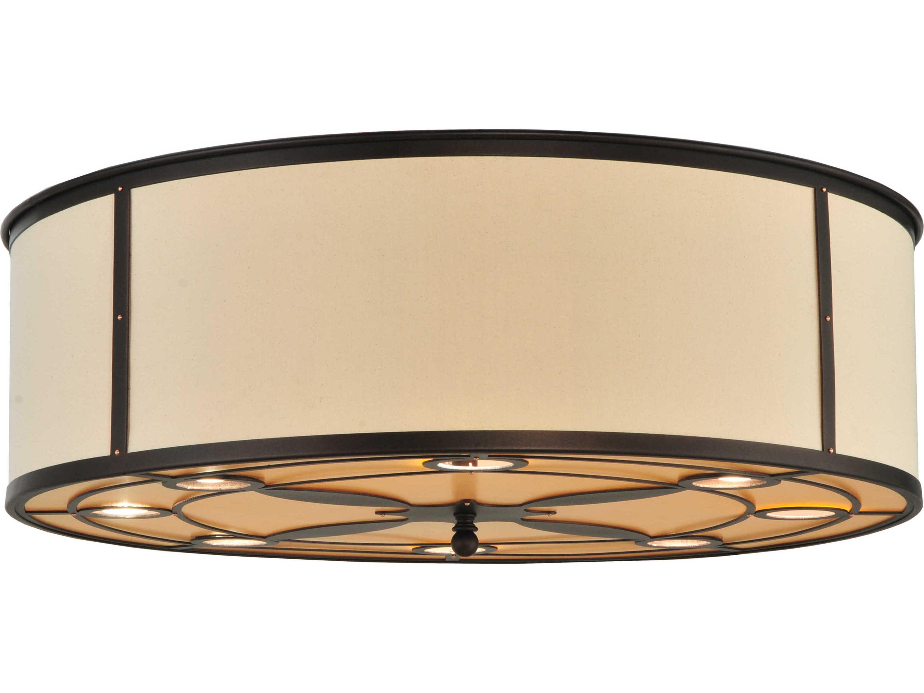 Contemporary 8-Light Bronze Drum Flush Mount