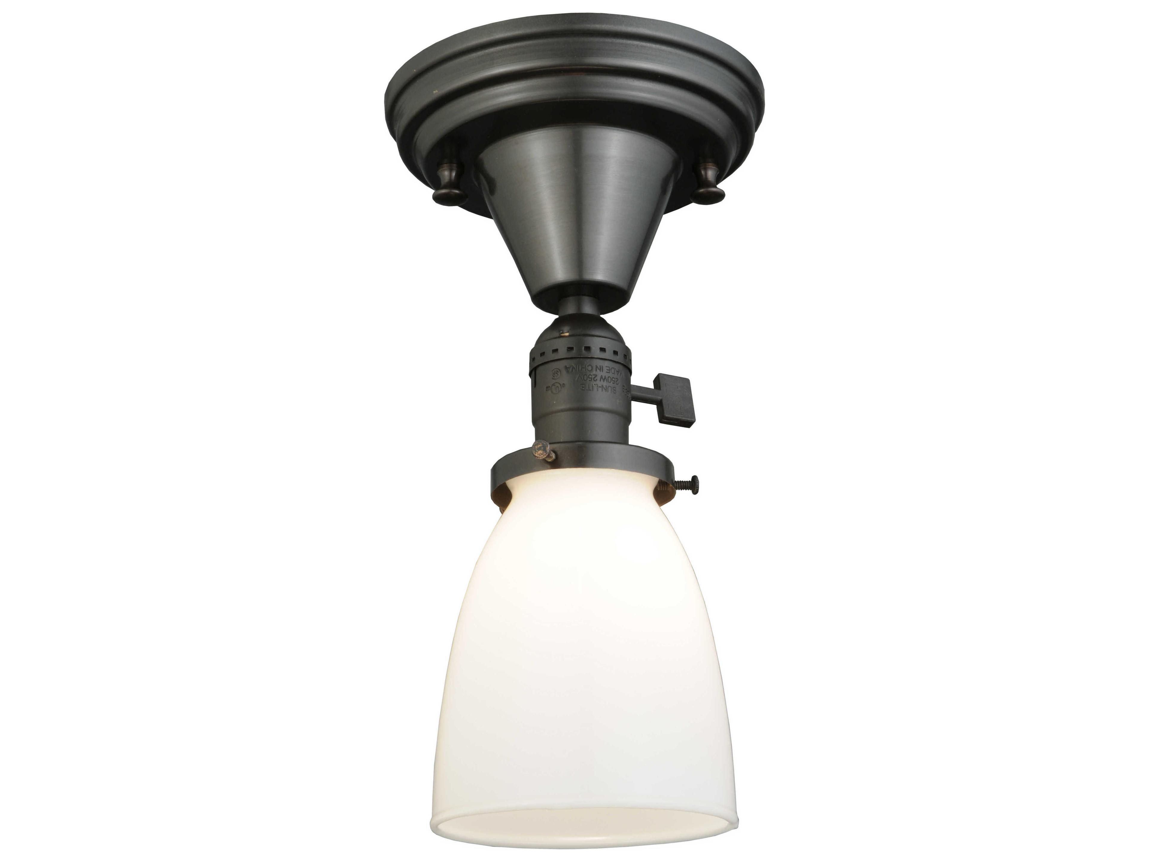 Contemporary 1-Light Black Glass Flush Mount