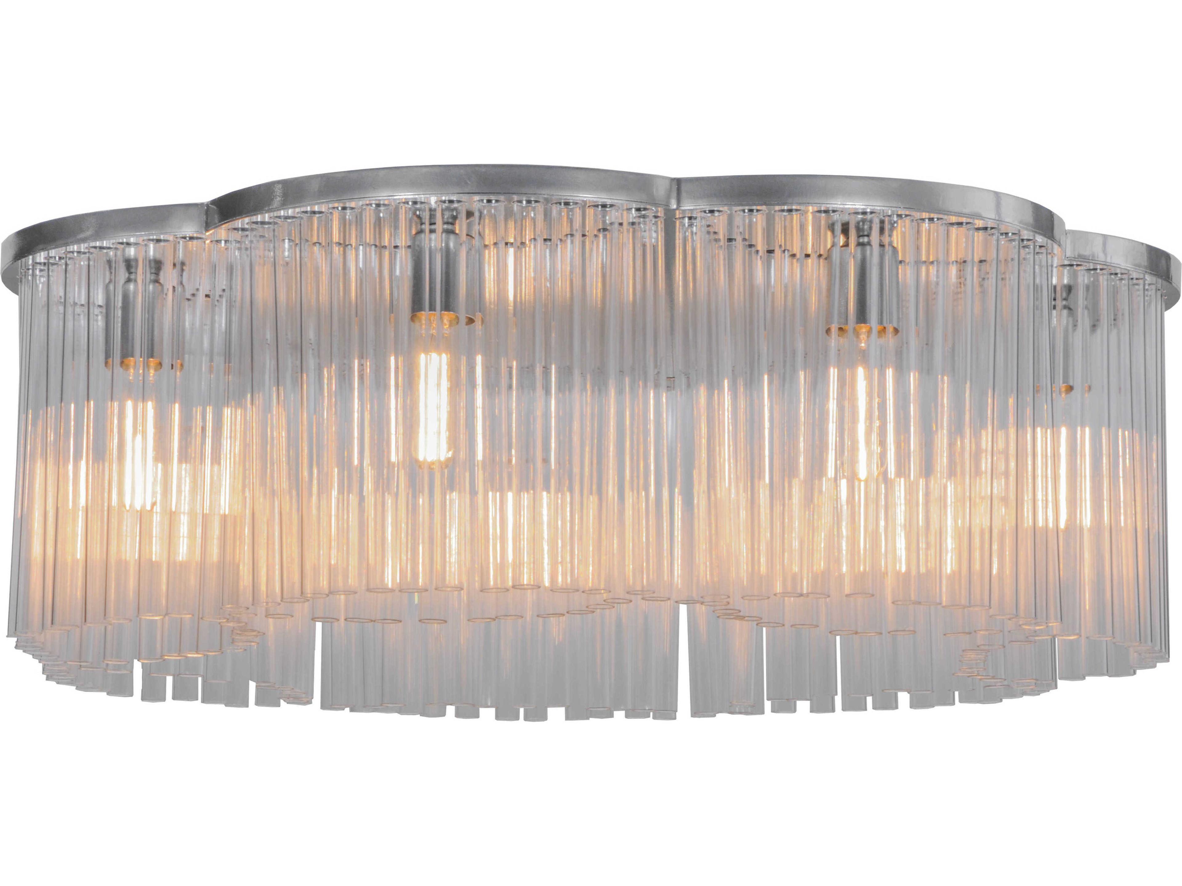 Contemporary 7-Light Gray Glass Flush Mount