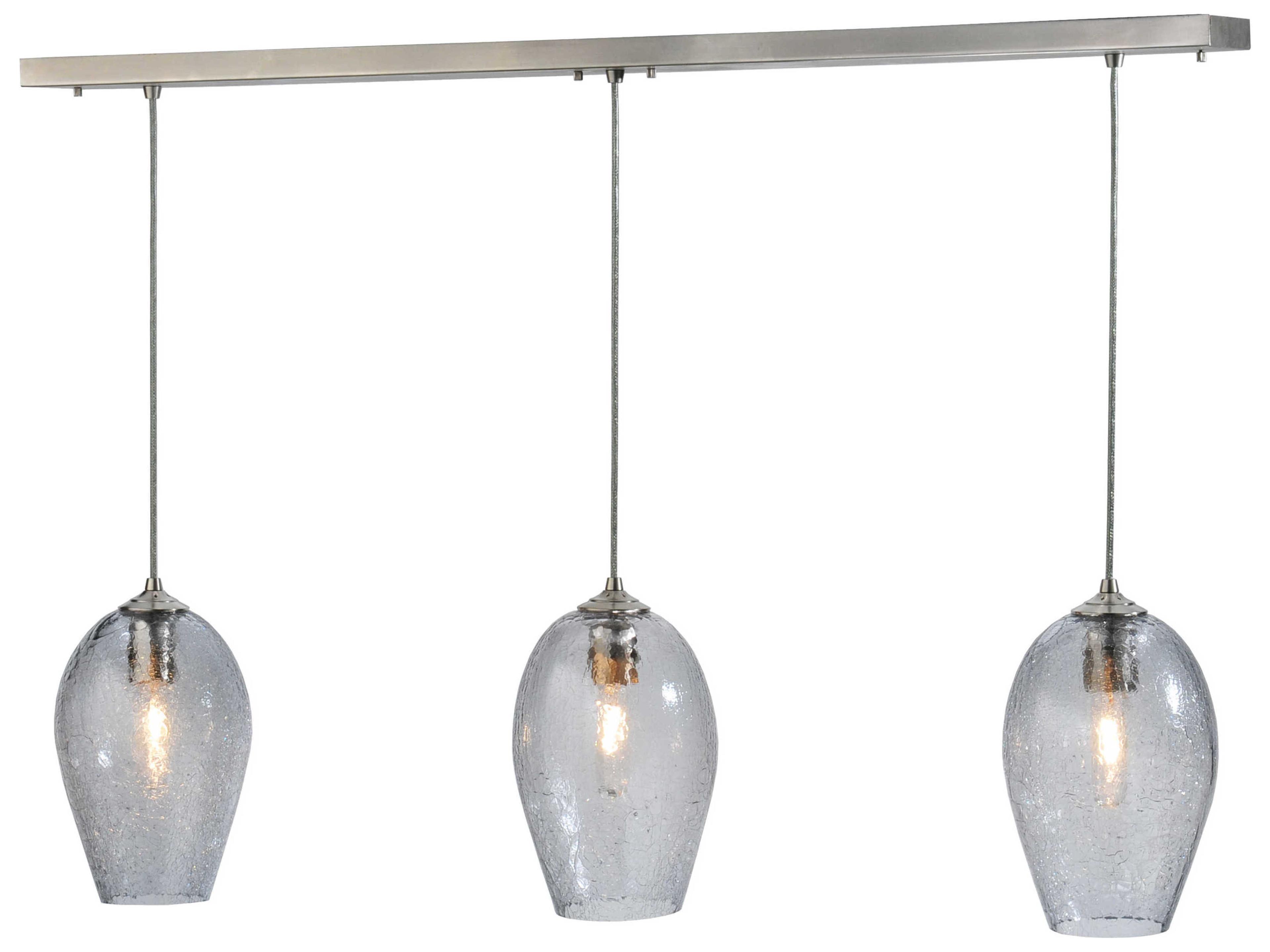 Contemporary 3-Light Gray Glass Bell Island Pendant