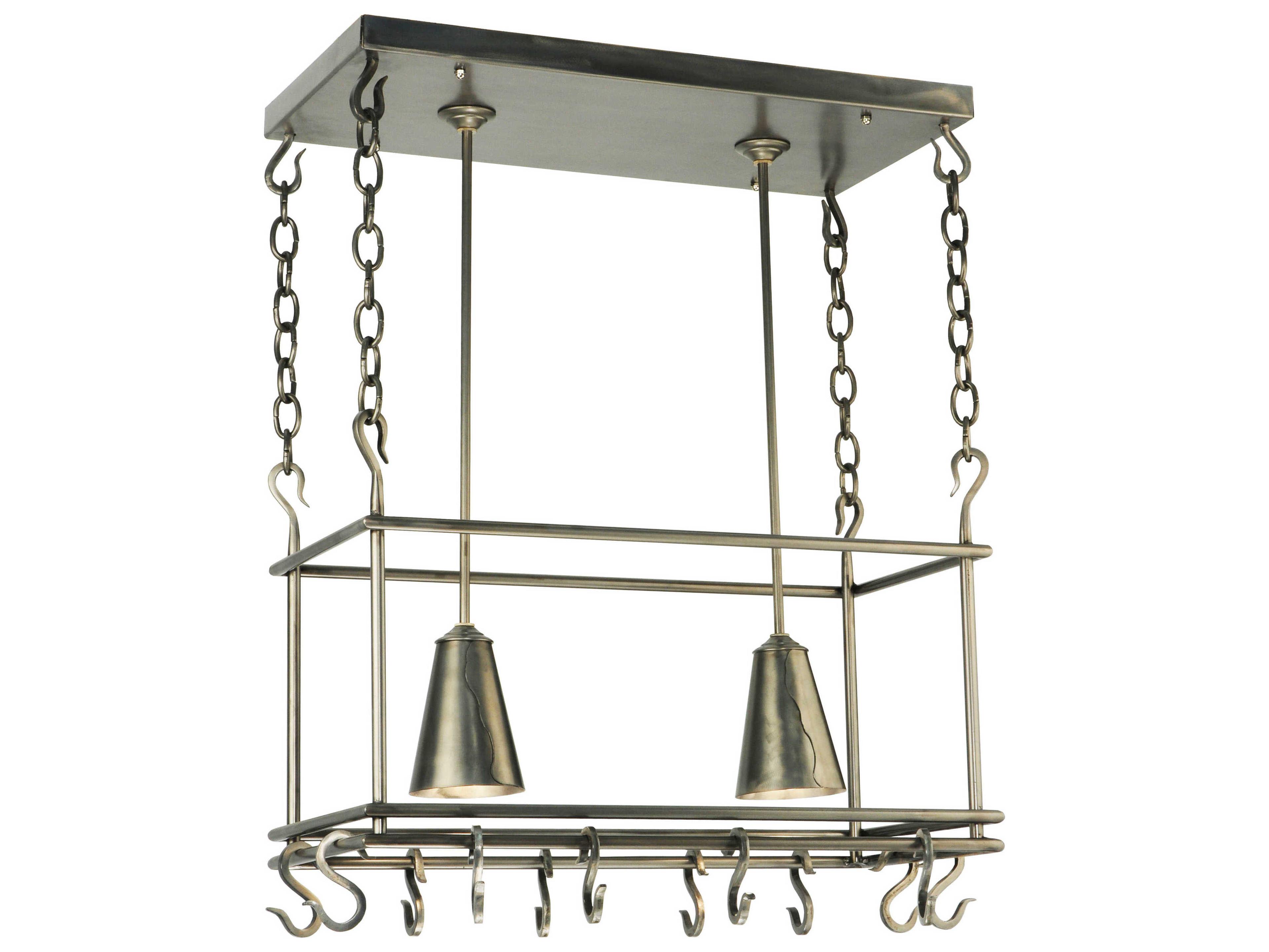 Contemporary 2-Light Steel Island Pendant
