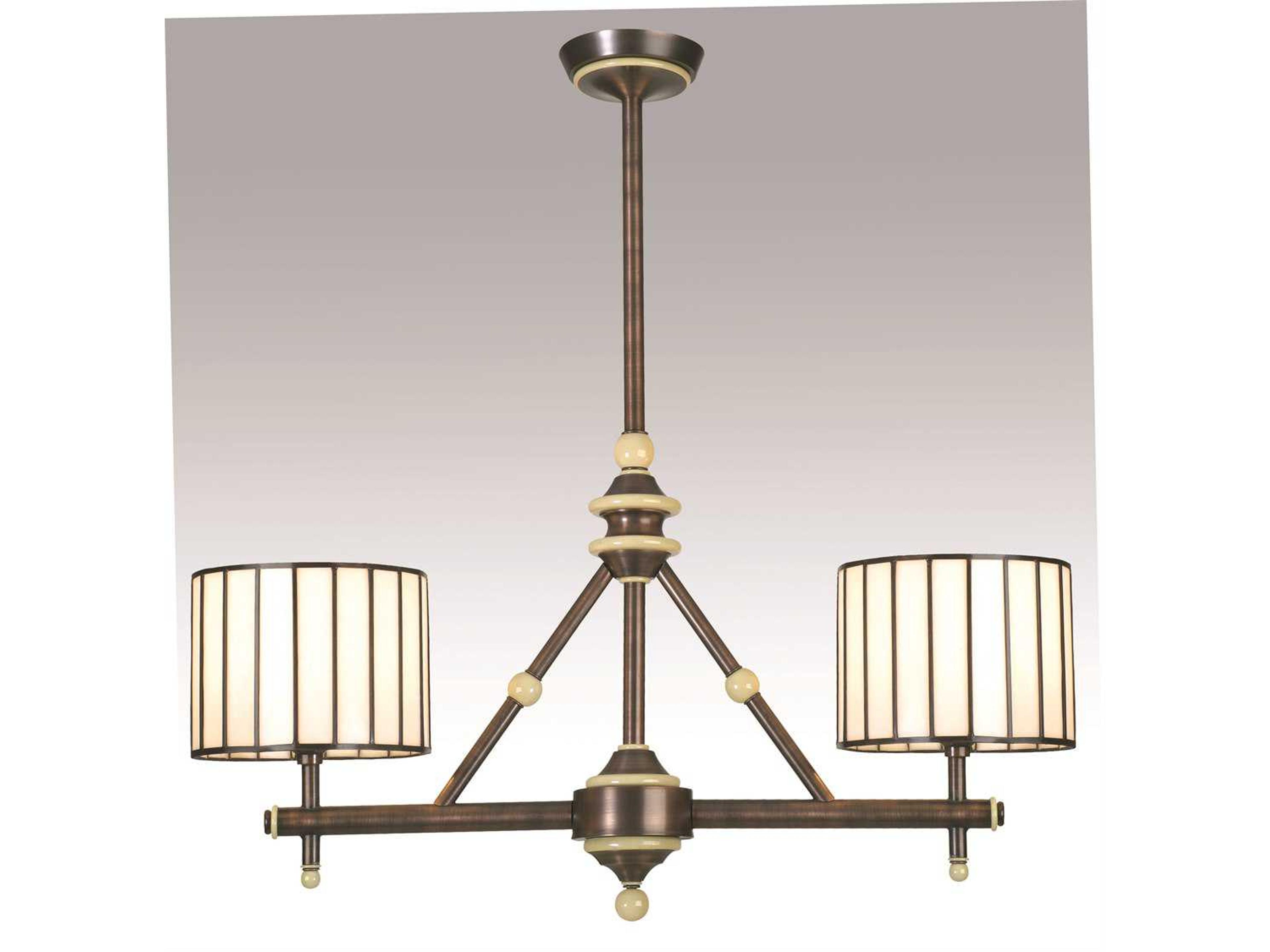 Contemporary 2-Light Bronze Glass Drum Island Pendant