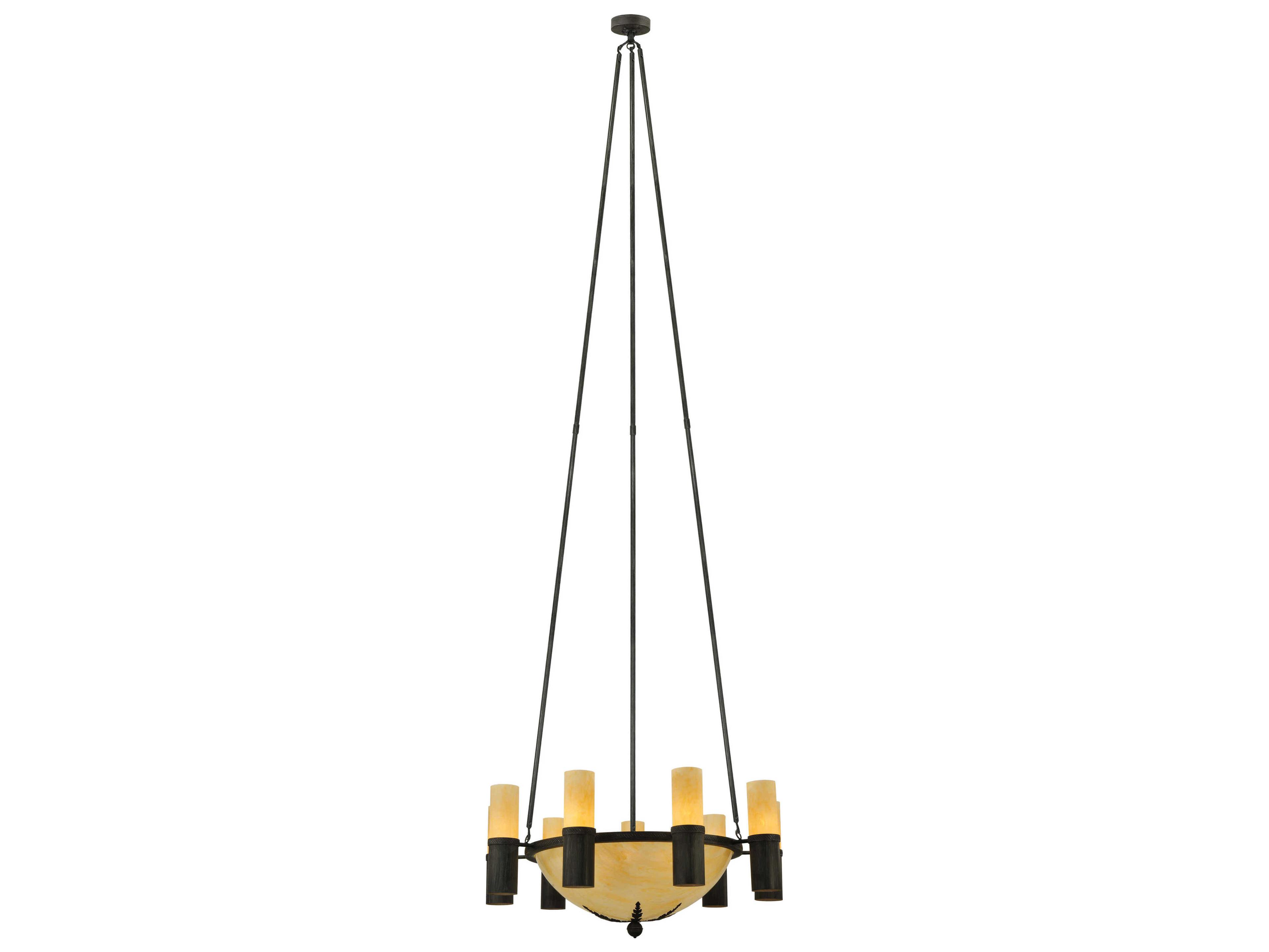 Contemporary 9-Light Brown Glass Cylinder Chandelier