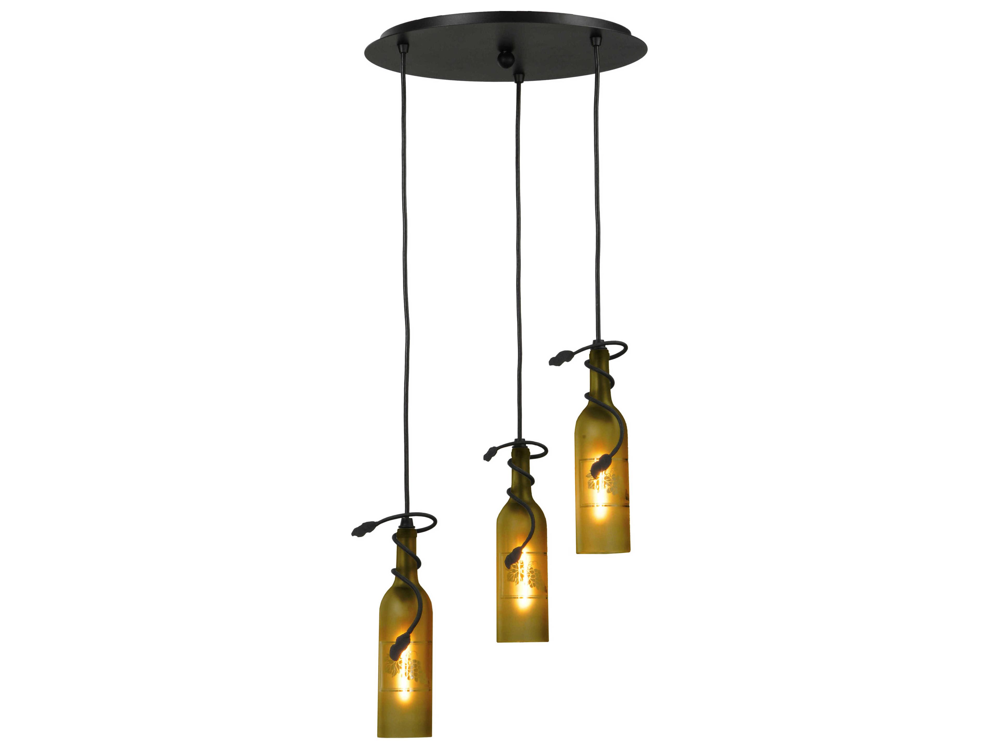 Tuscan Vineyard 3-Light Black Cylinder Pendant
