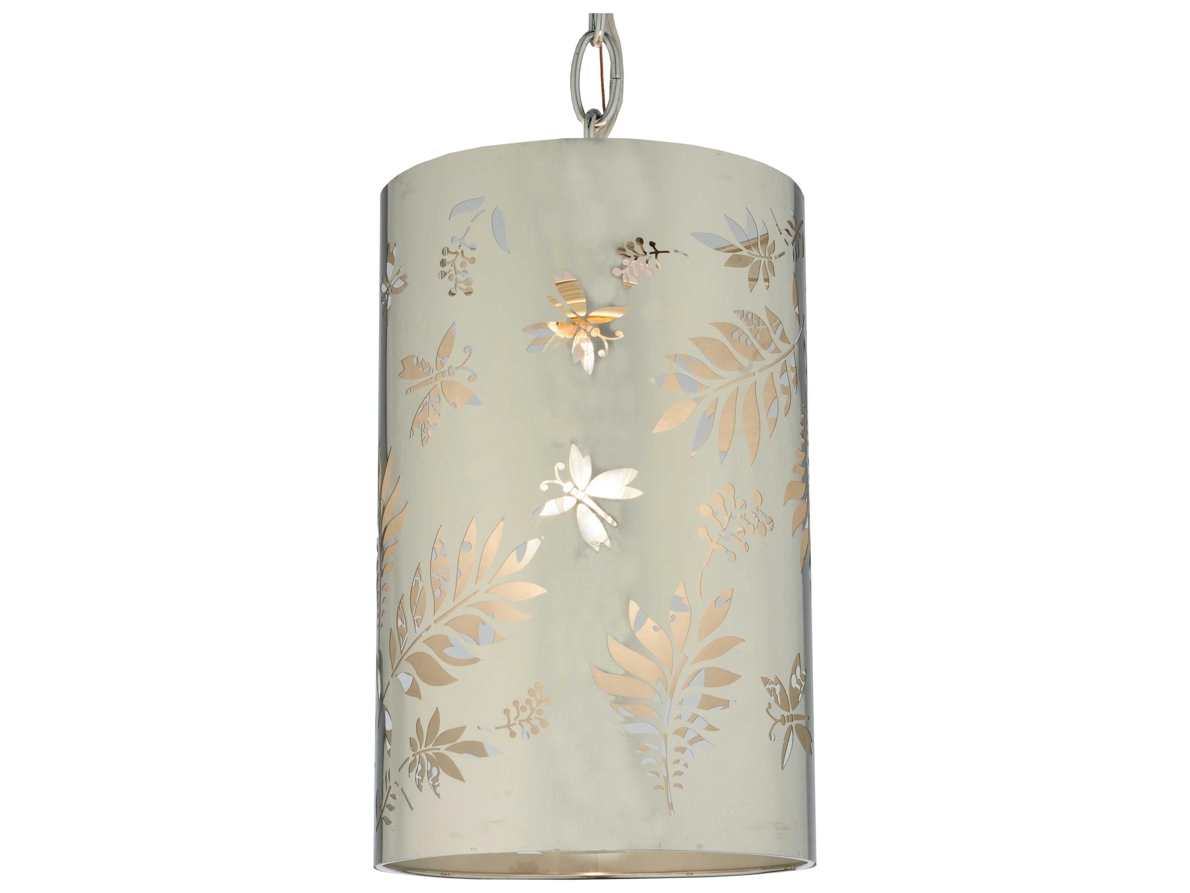 Contemporary 1-Light Chrome Cylinder Pendant