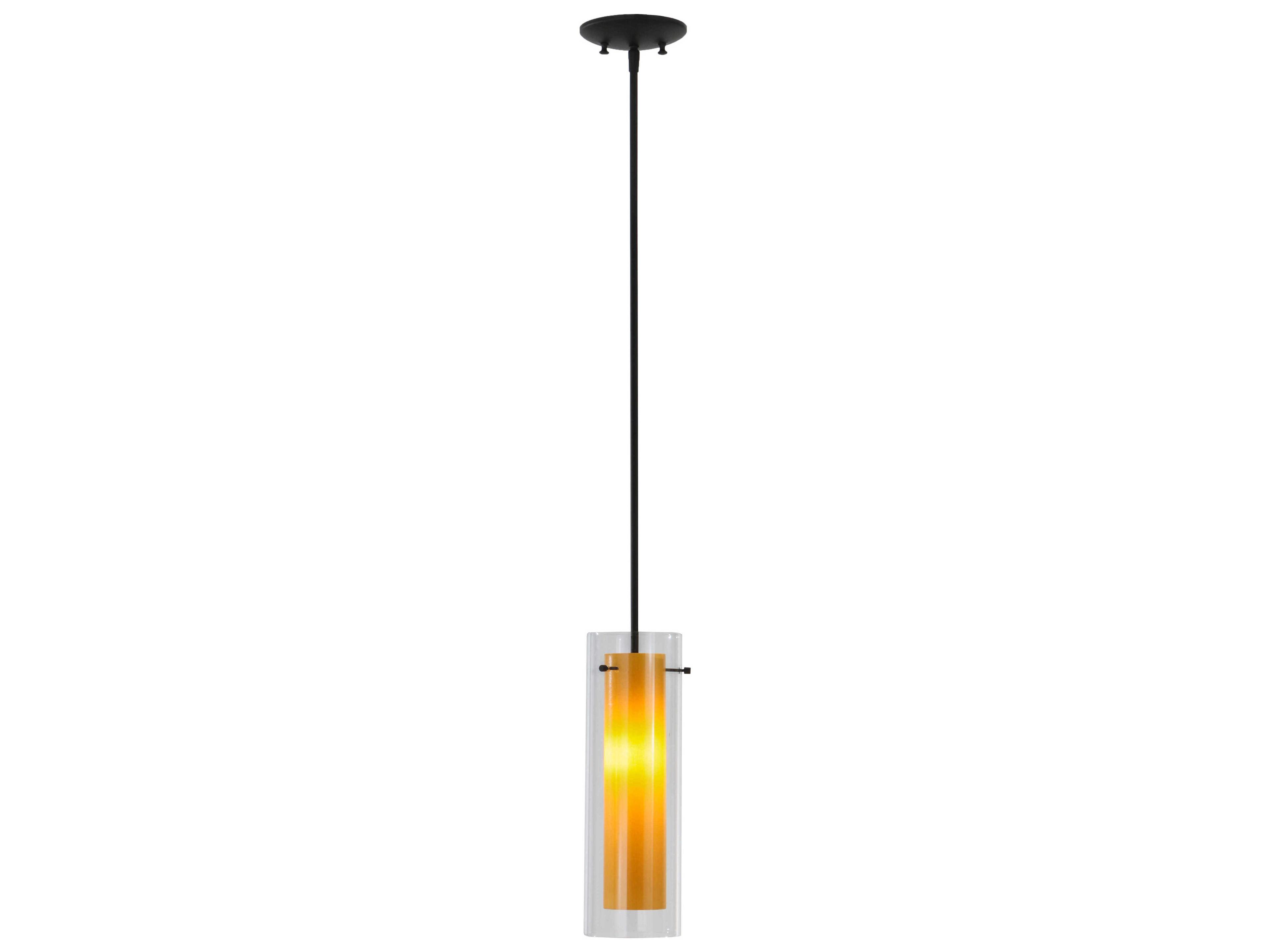 Contemporary 1-Light Bronze Glass Cylinder Pendant