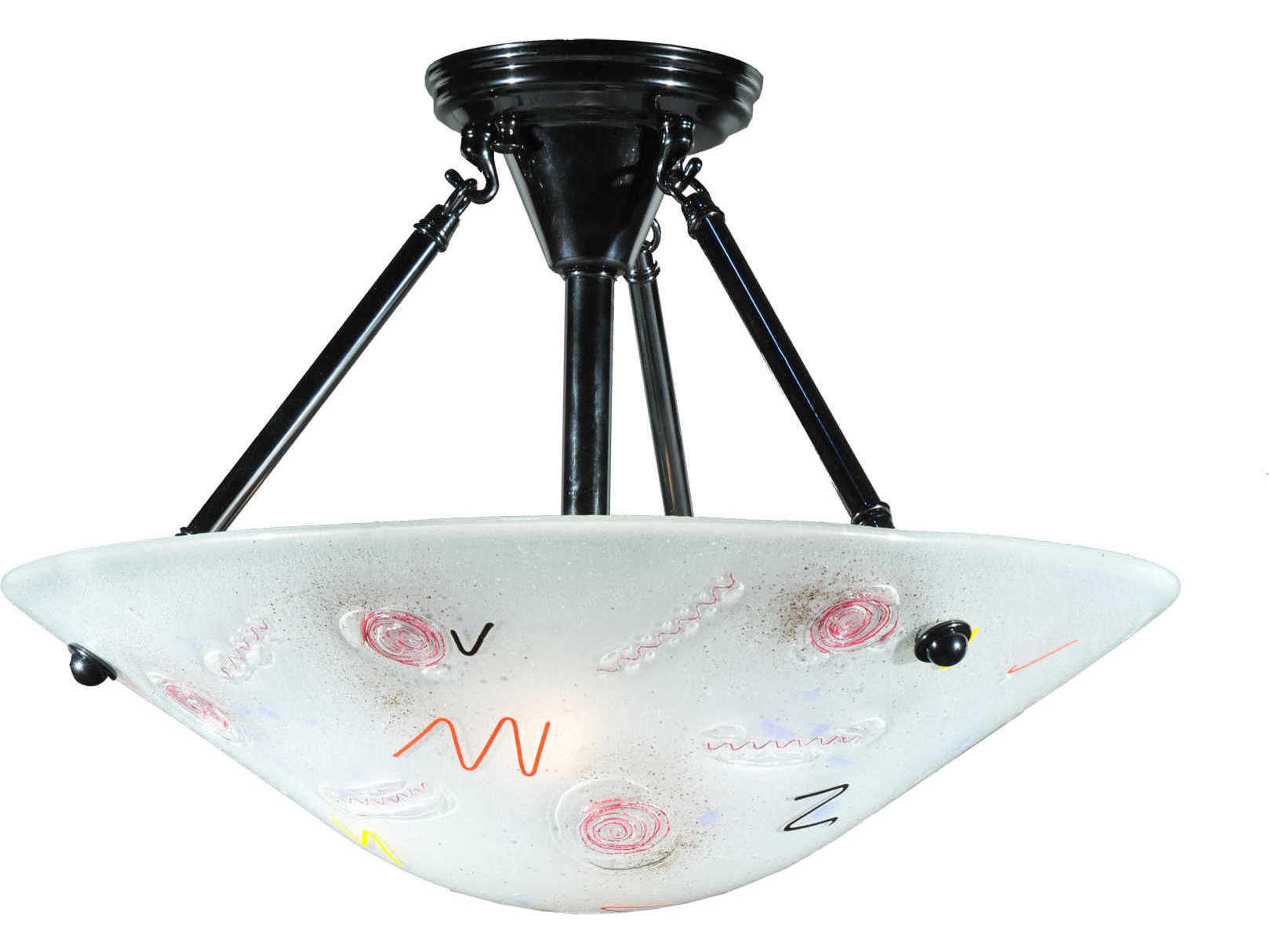 Metro Fusion 2-Light Black Bowl Semi Flush Mount