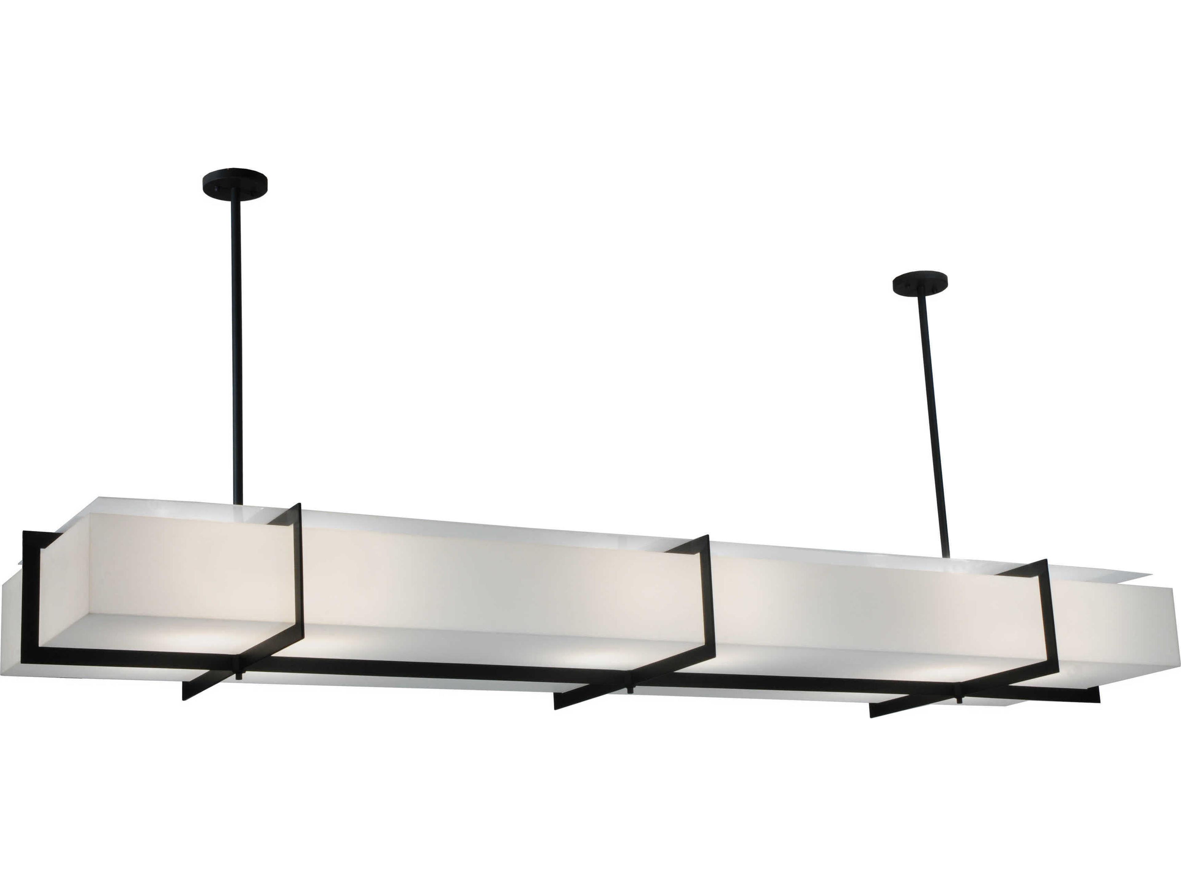 Contemporary 12-Light Black Linear Semi Flush Mount