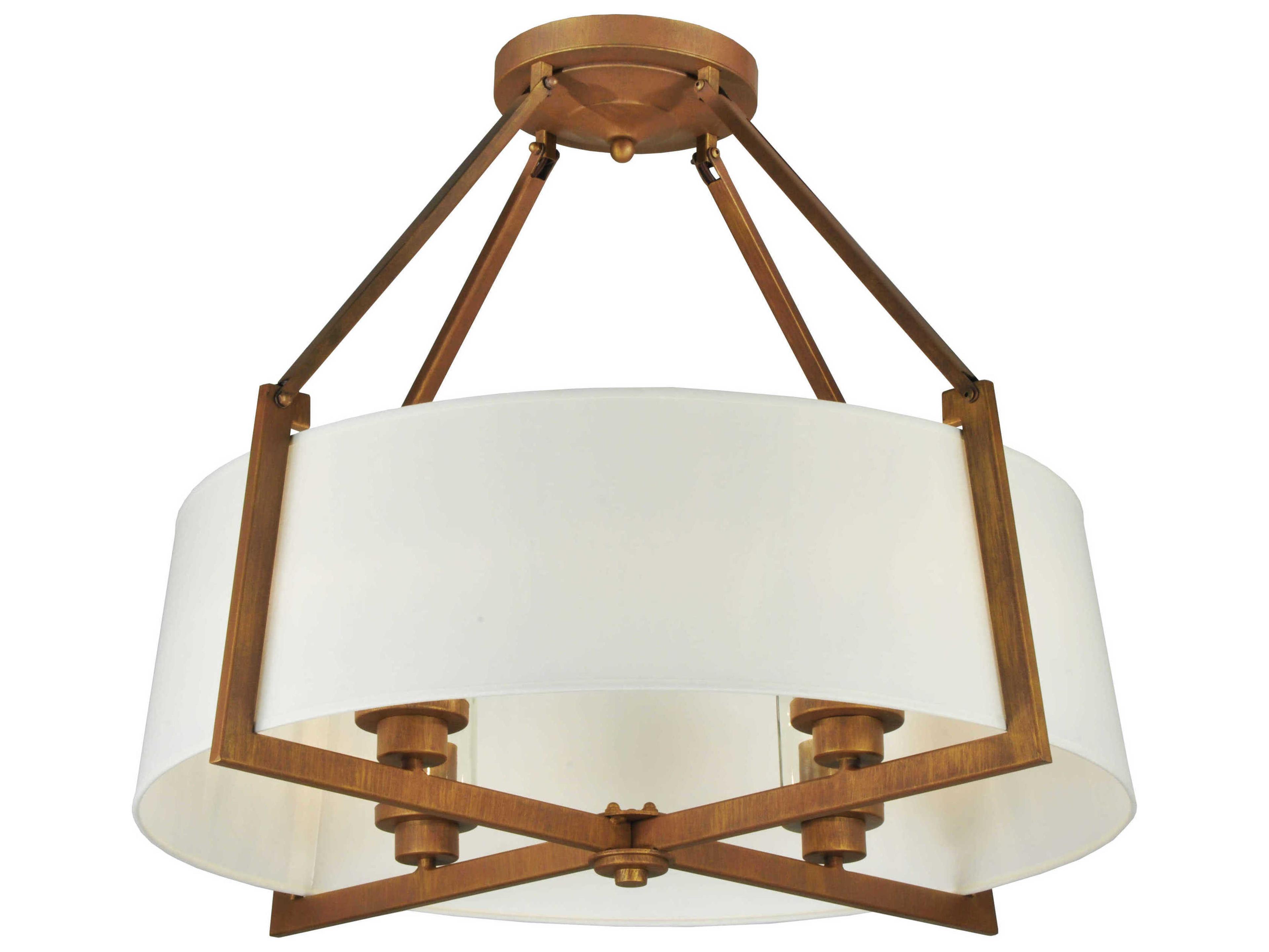 Lucy 4-Light Brown Drum Semi Flush Mount