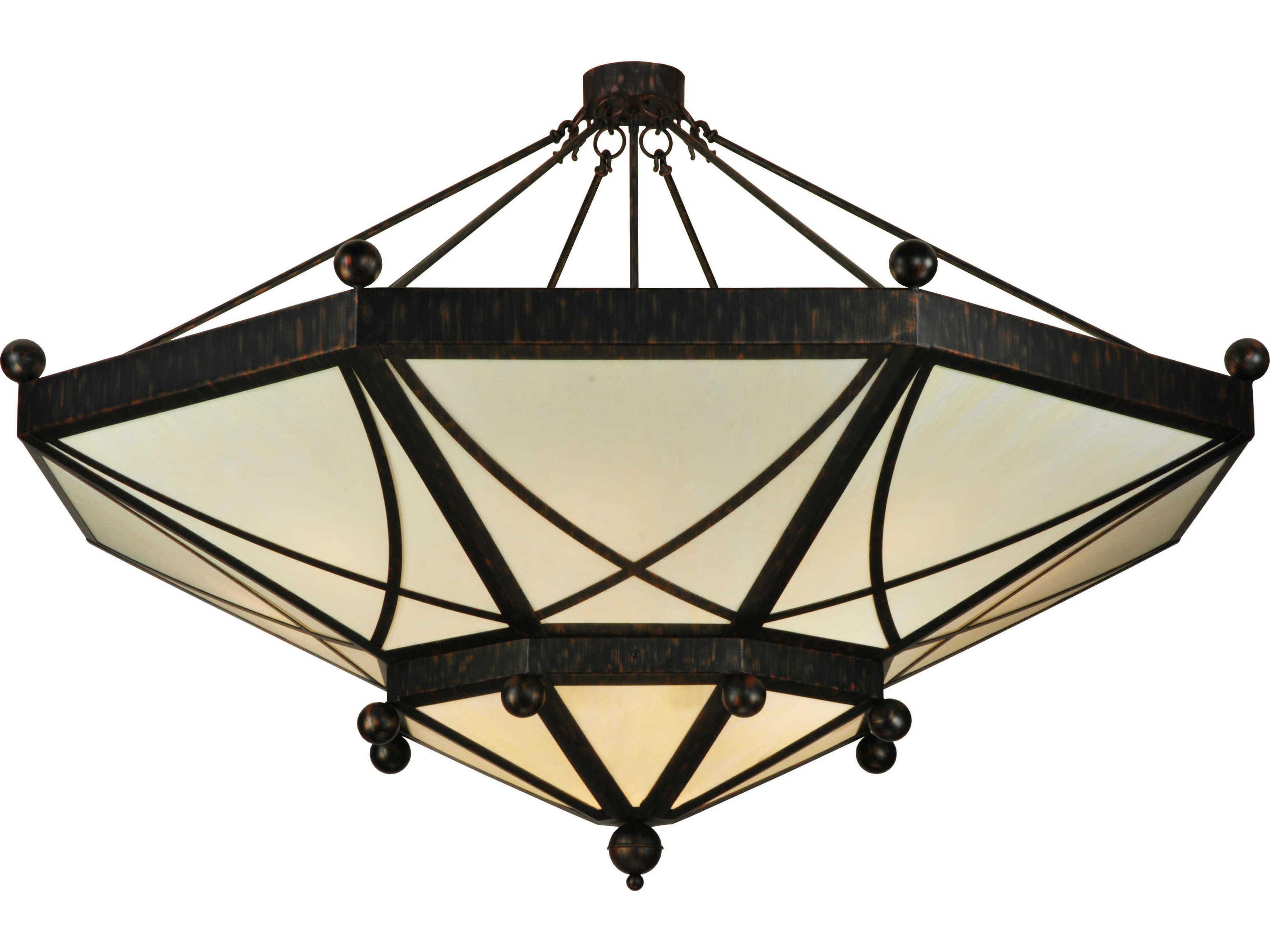 Contemporary 15-Light Brown Semi Flush Mount