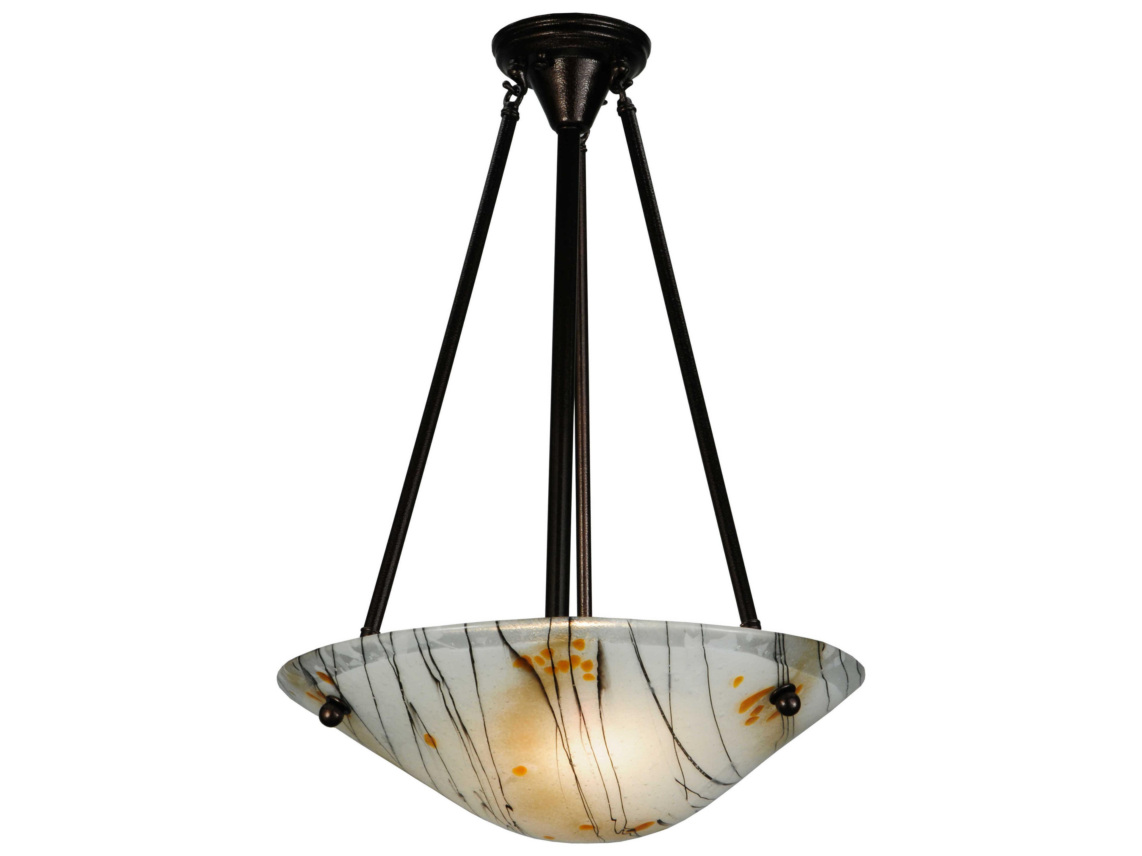 Contemporary 2-Light Bronze Bowl Semi Flush Mount