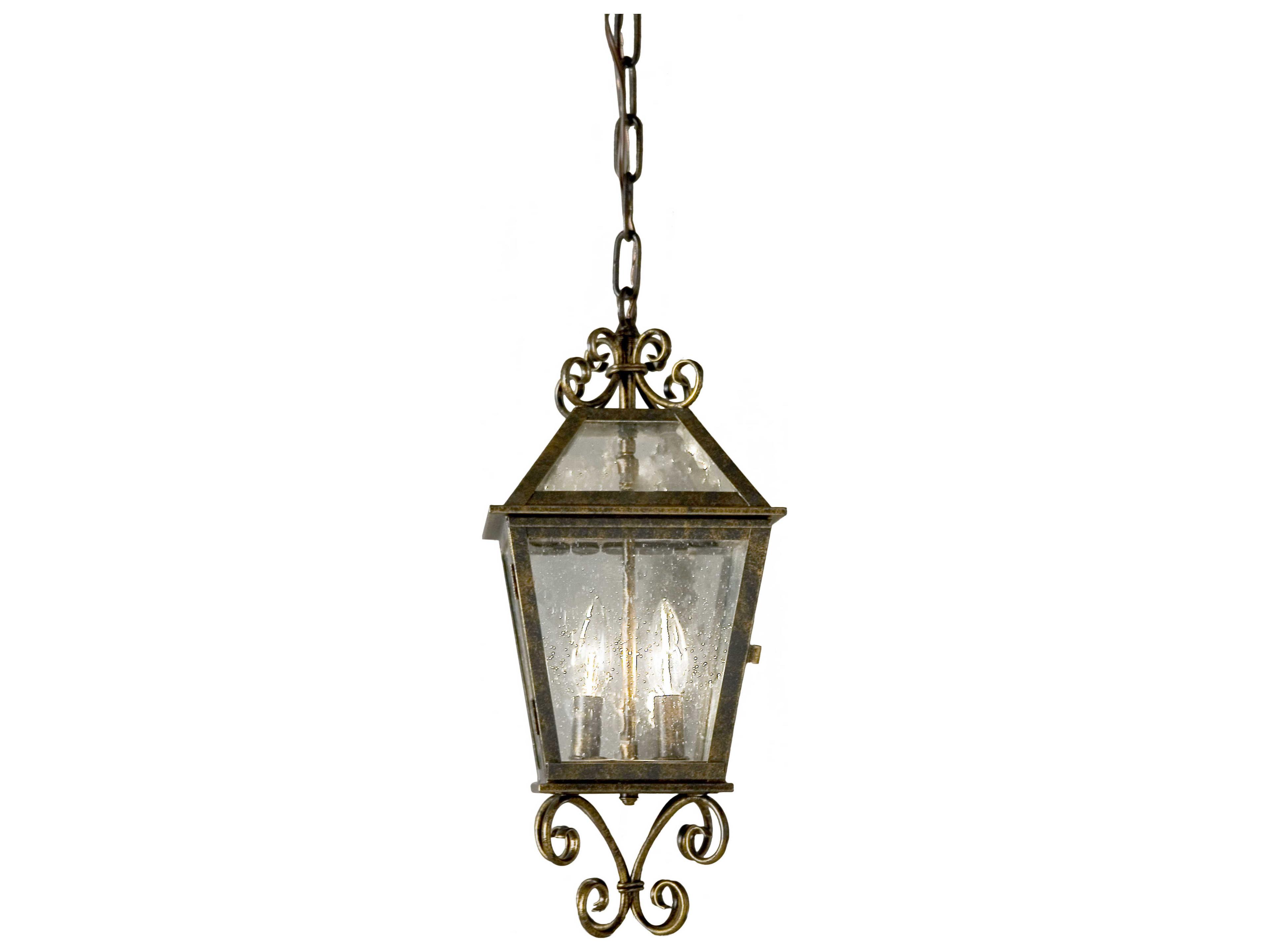 Corinna 2-Light Gilded Tobacco Brown Glass Lantern Mini Pendant