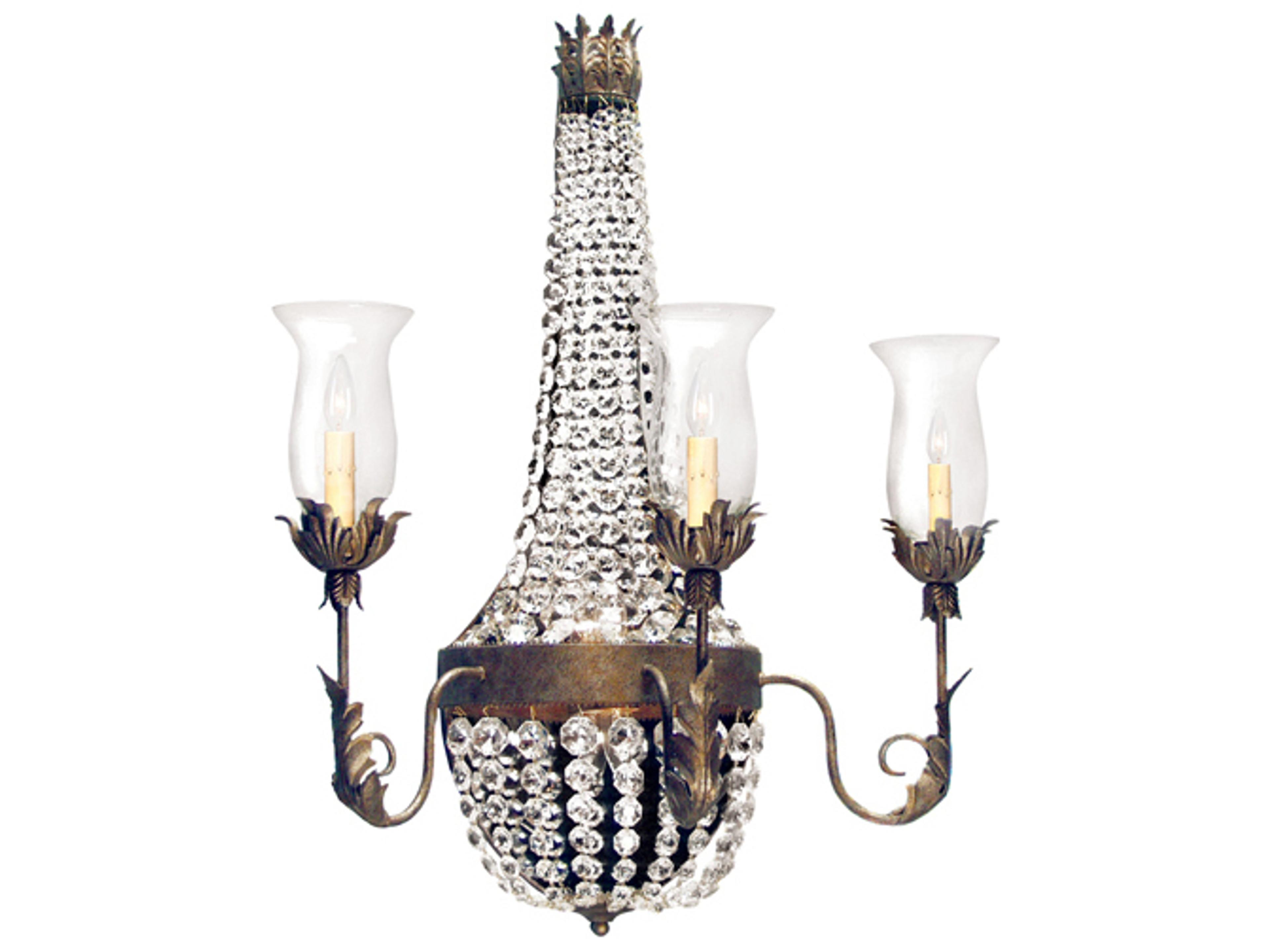 Crista 3 2-Light Corinth Clear Crystal Glass Wall Sconce