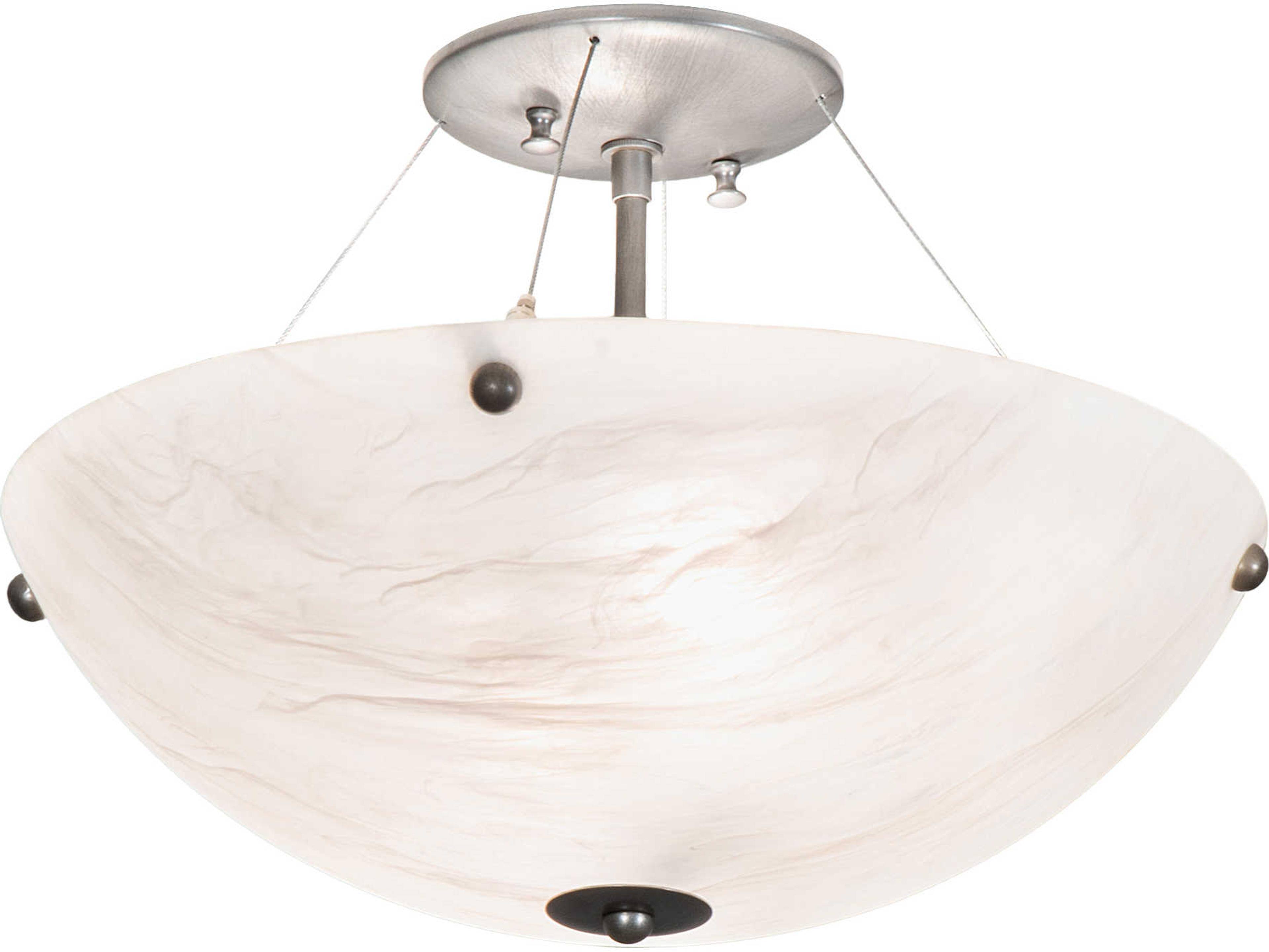 Cypola 2-Light Brushed Nickel Bowl Semi Flush Mount