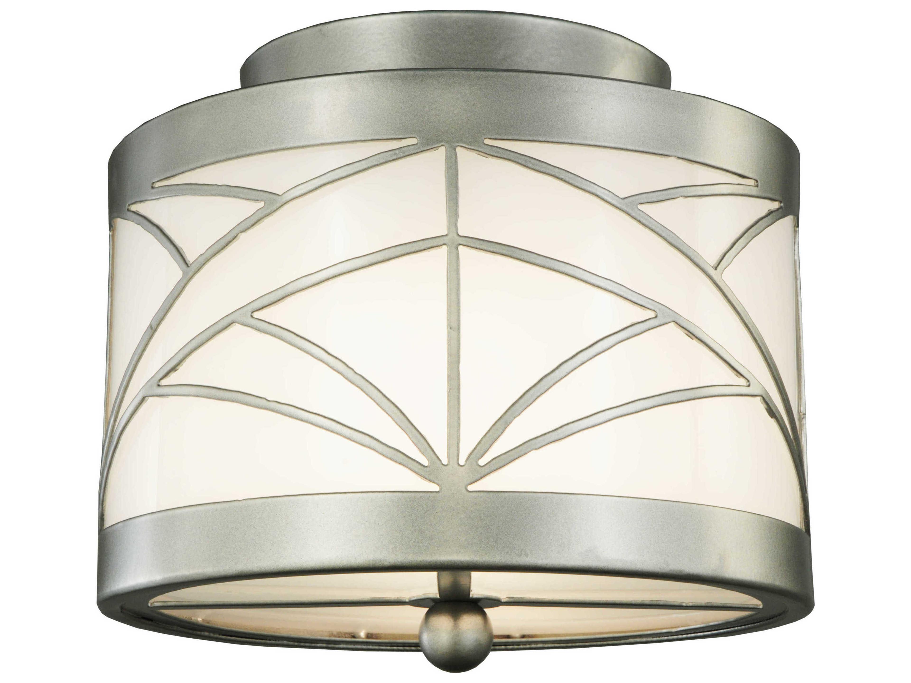 Deco 2-Light Nickel Drum Flush Mount