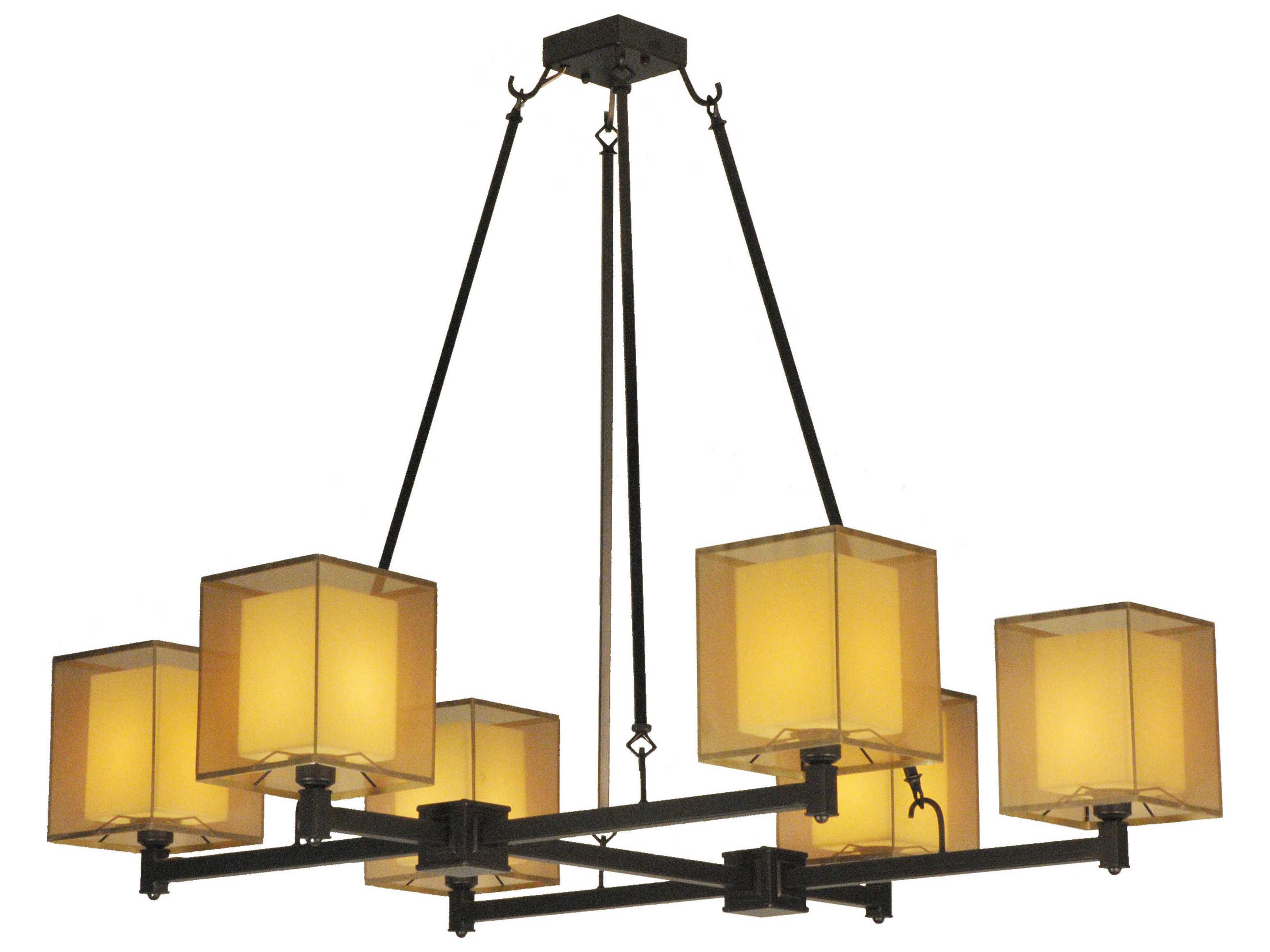 Deco 6-Light Bronze Glass Geometric Chandelier