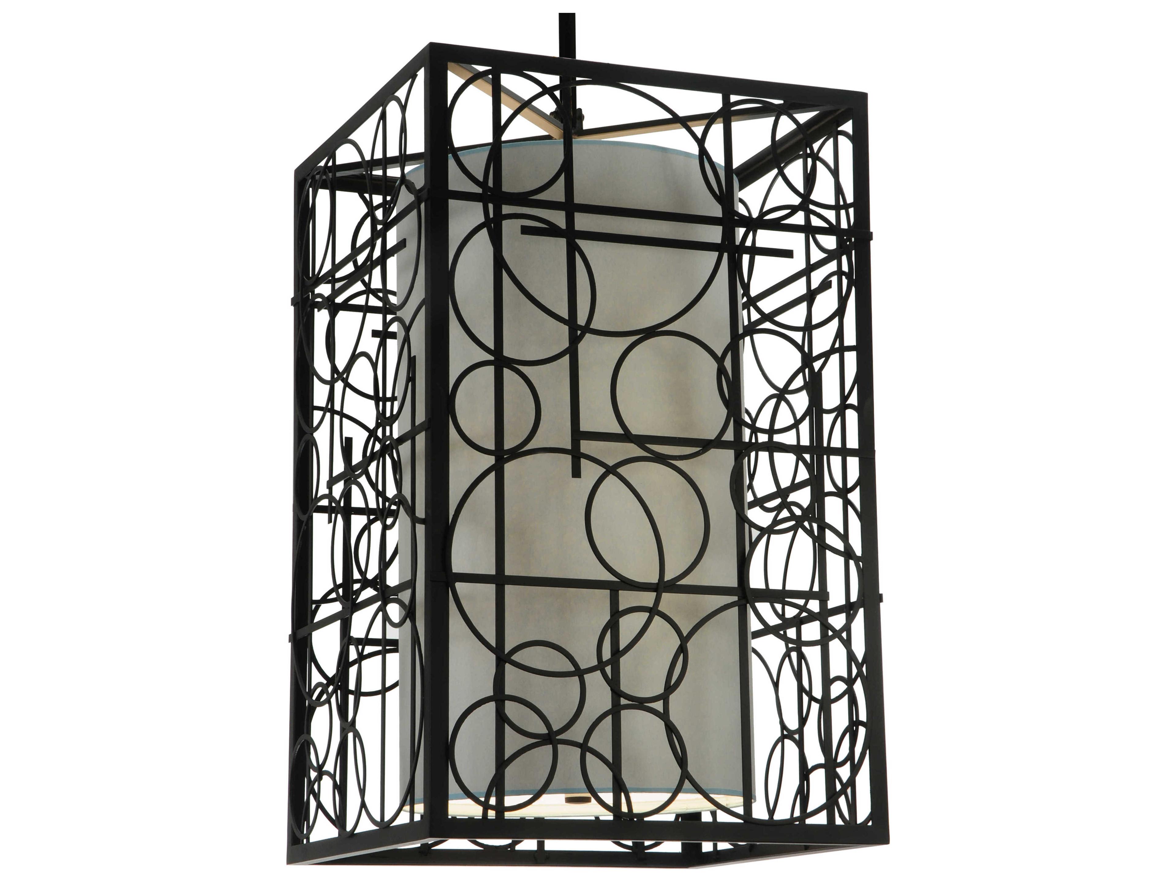 Deco 15-Light Black Cylinder Geometric Pendant