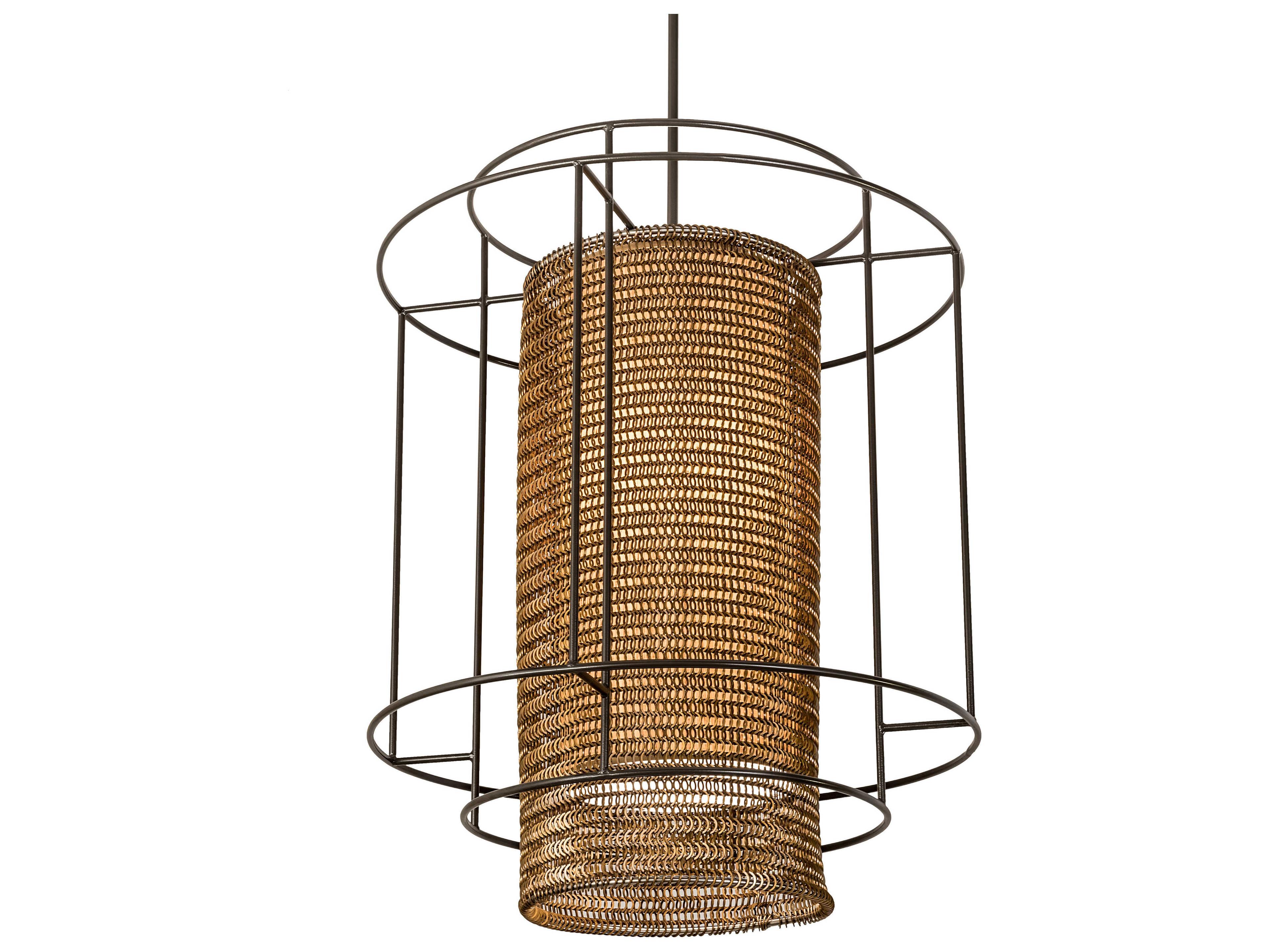 Deco 4-Light Brown Cylinder Pendant