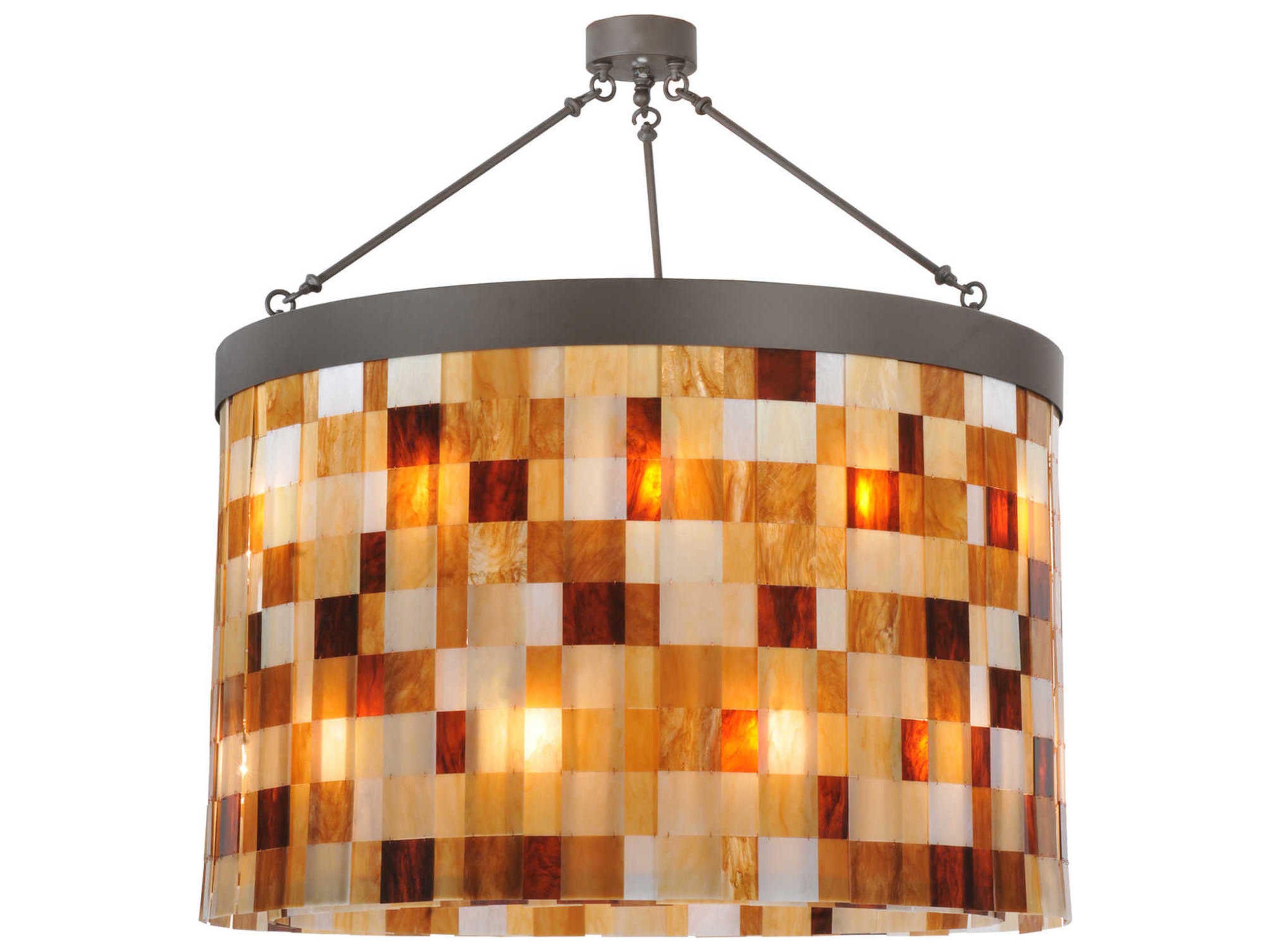 Deco 2-Light Bronze Drum Semi Flush Mount