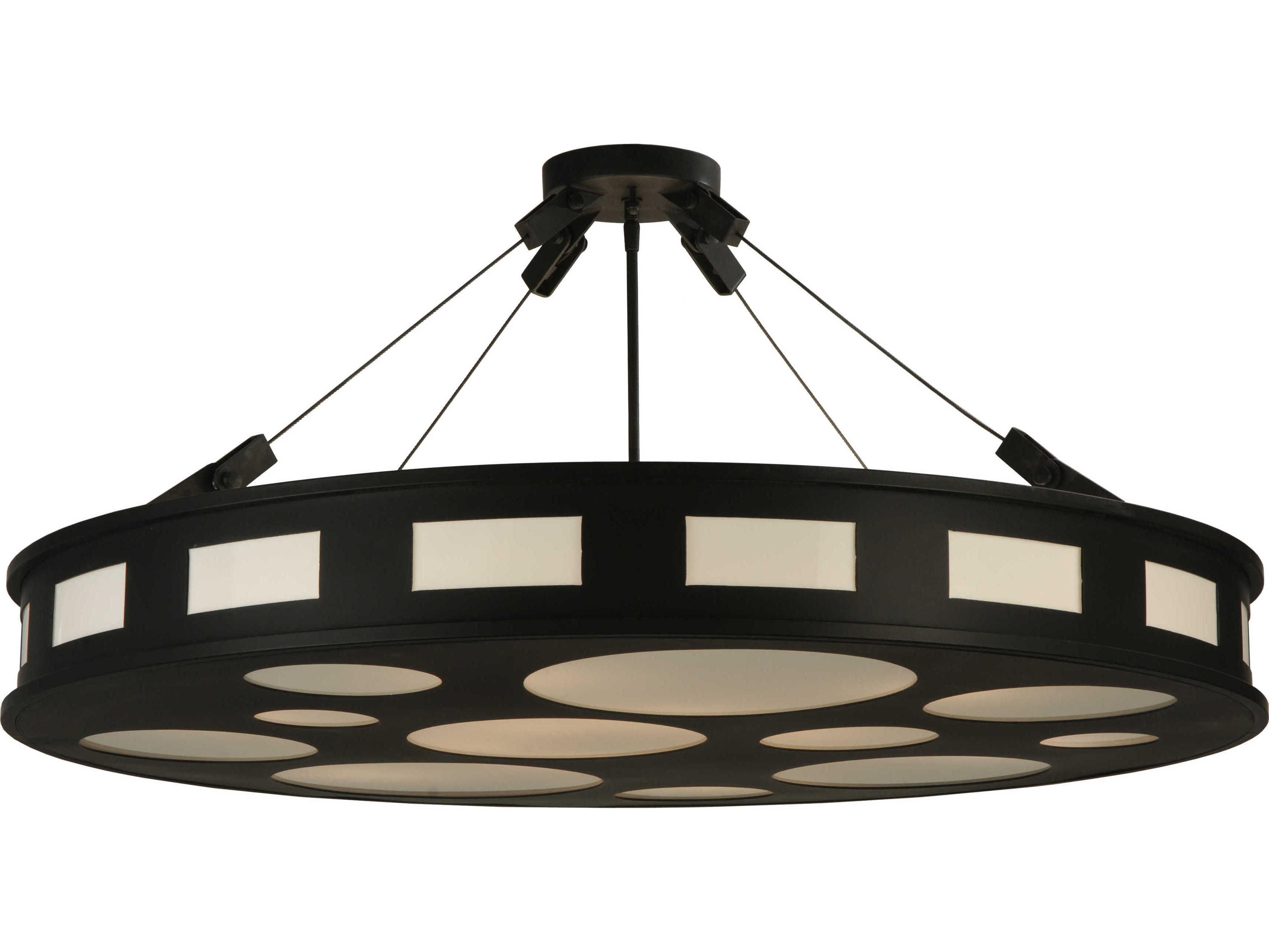 Deco 12-Light Black Drum Semi Flush Mount