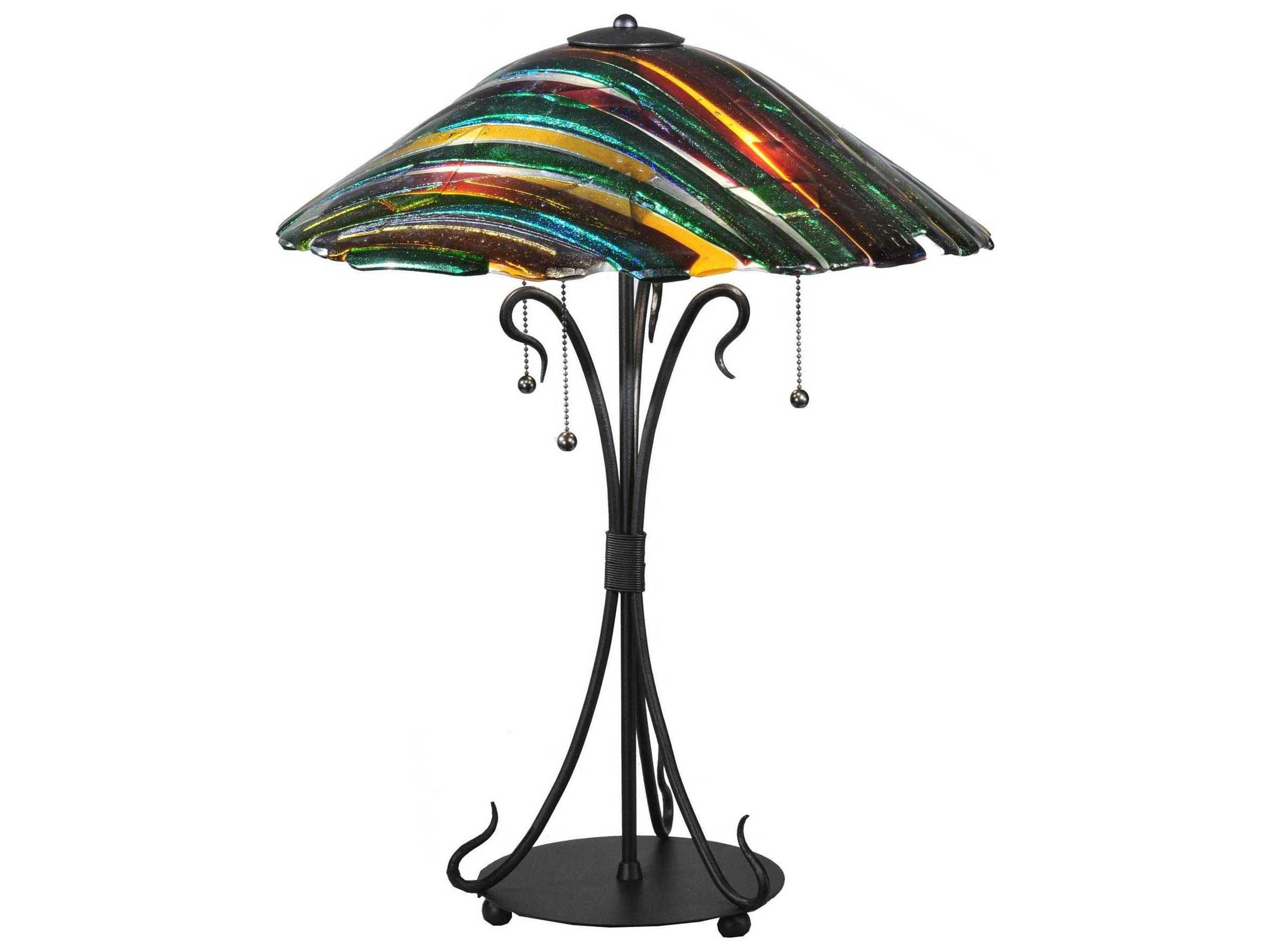 Penna Di Pavone Fused Glass Black Table Lamp