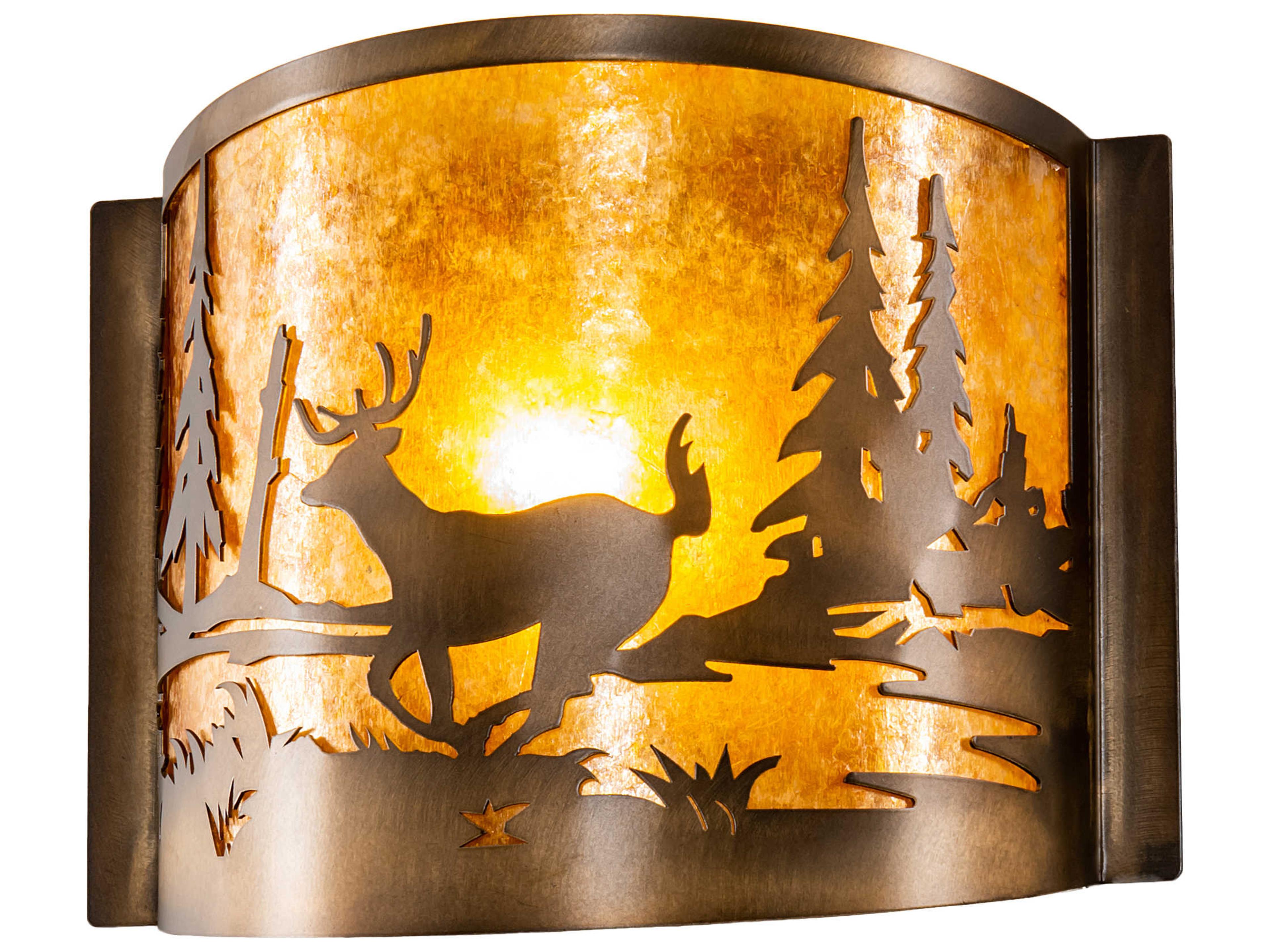 Deer At Lake 1-Light Antique Copper Wall Sconce