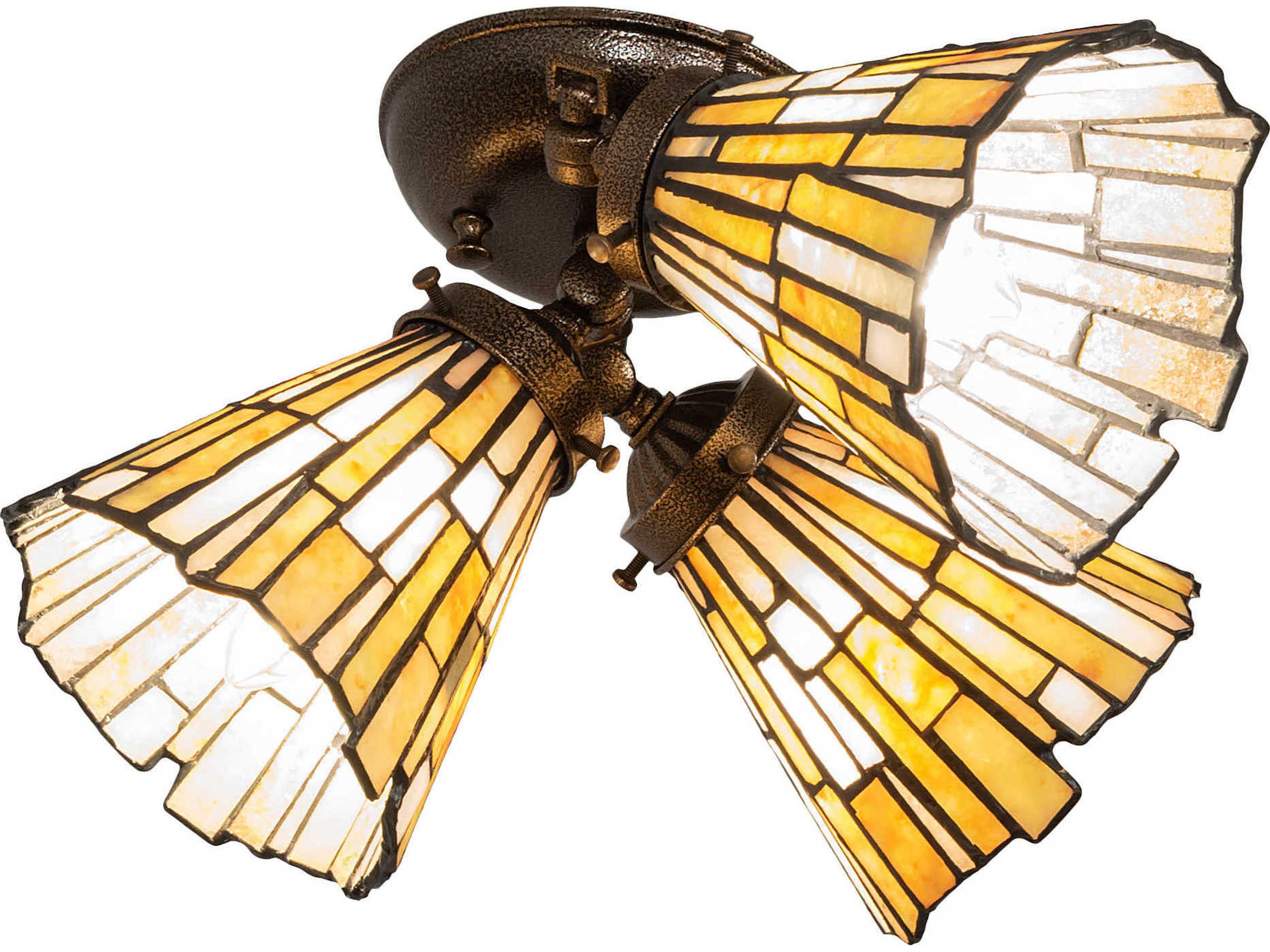 Delta 3-Light Green Beige White Gold Off Empire Flush Mount