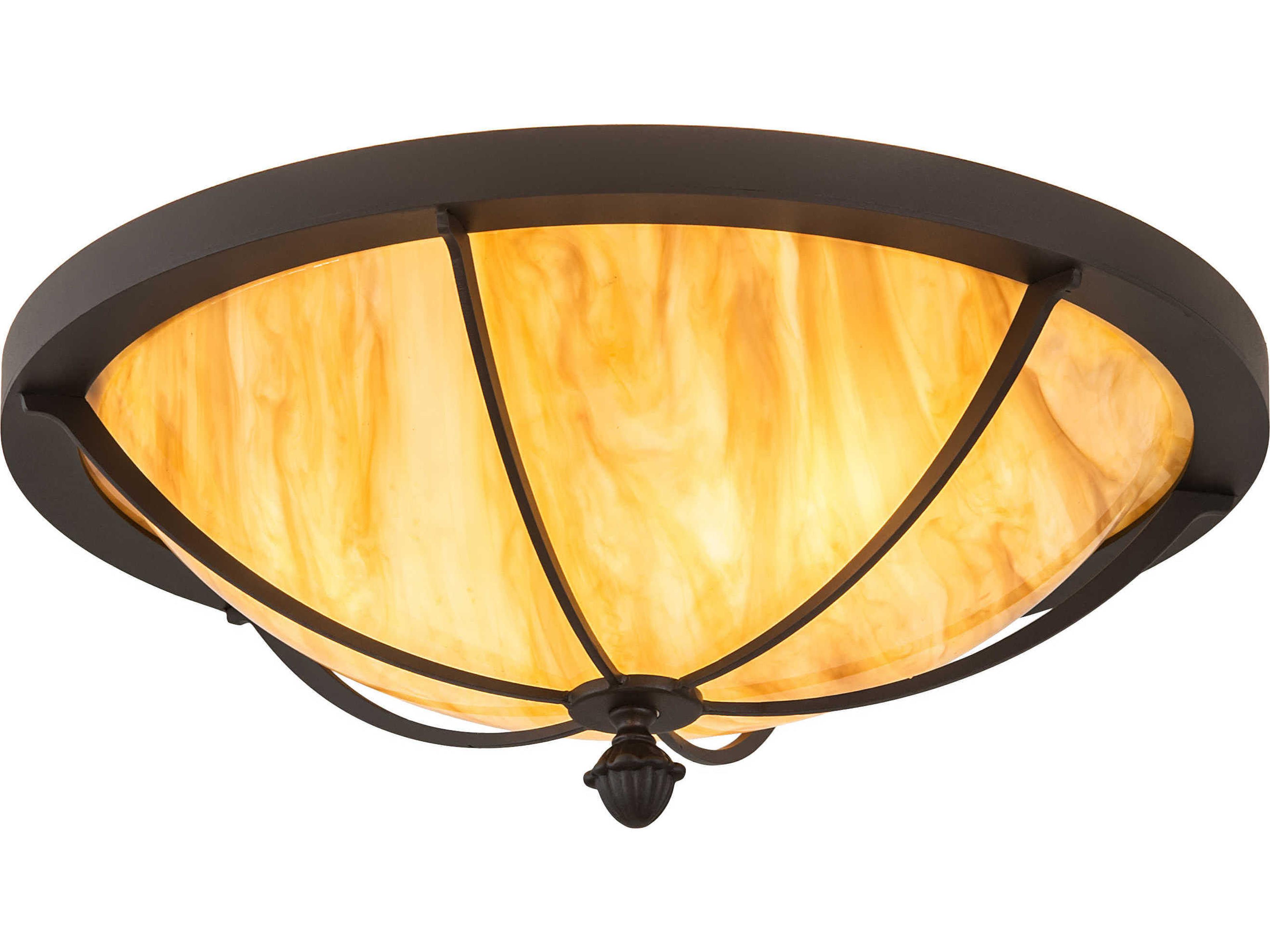 Dominga 3-Light Wrought Iron Black Bowl Flush Mount