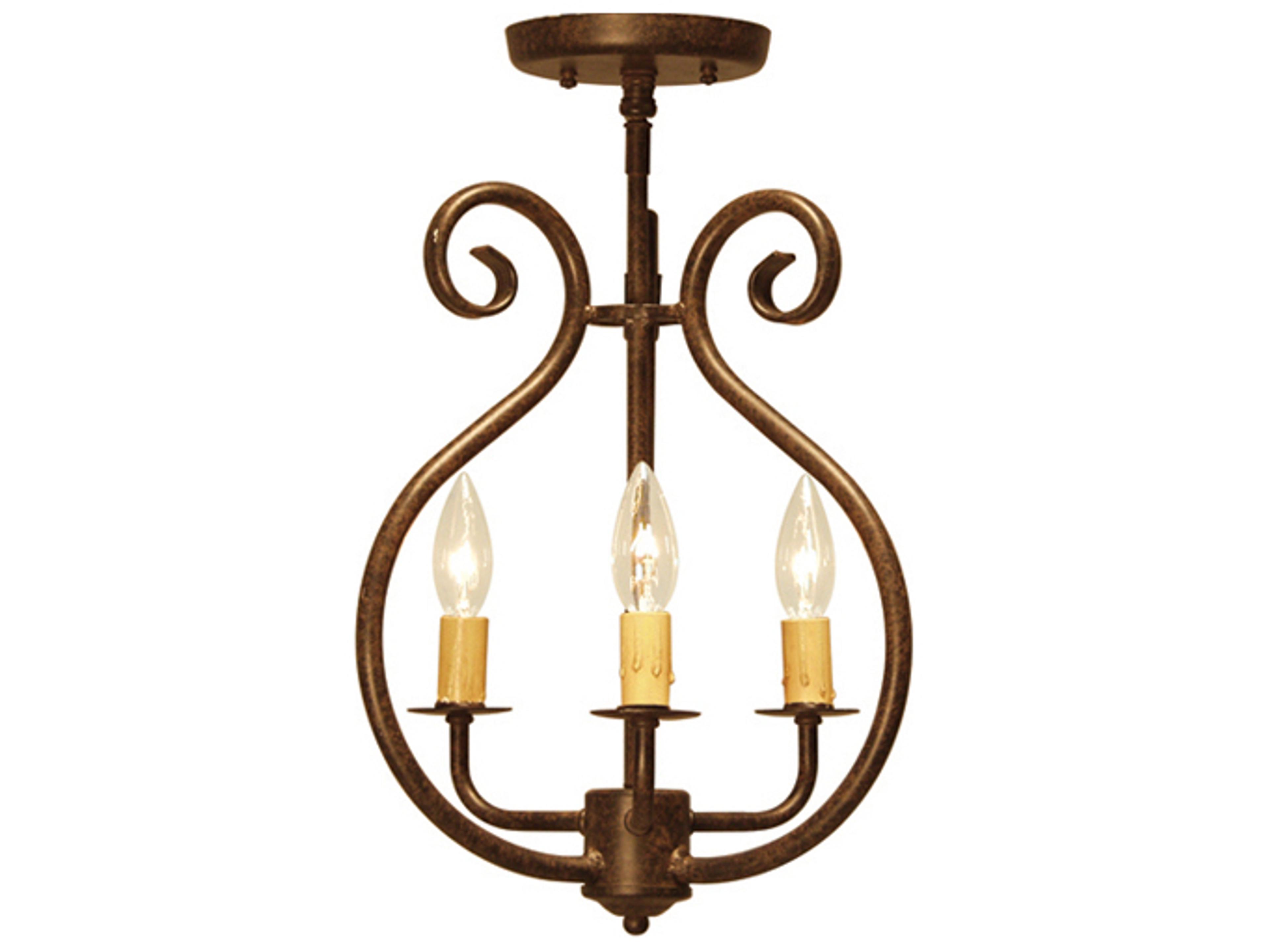 Easton 3-Light Chestnut Brown Semi Flush Mount