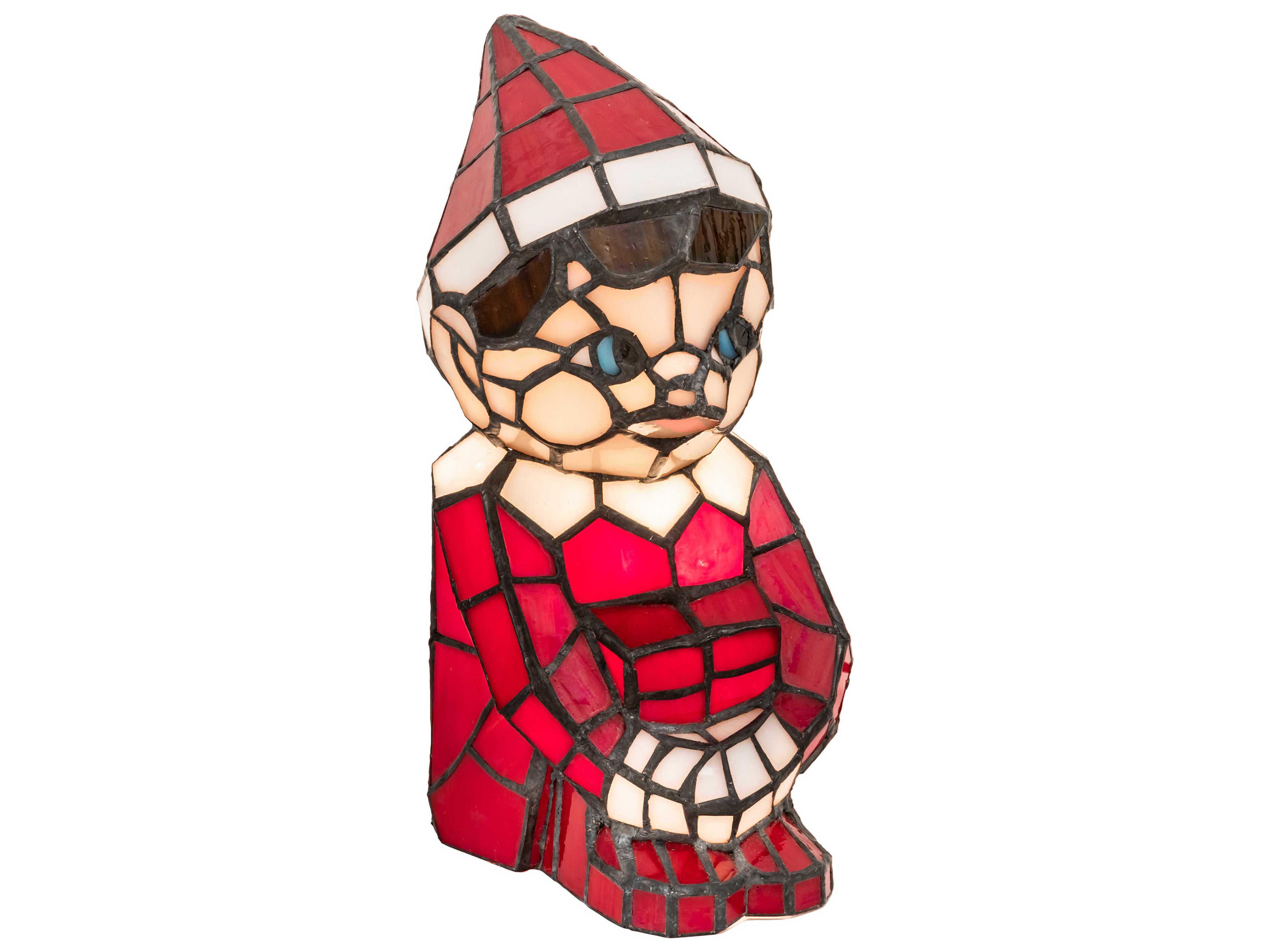 Elf Glass Tiffany Ruby Green White Red Table Lamp
