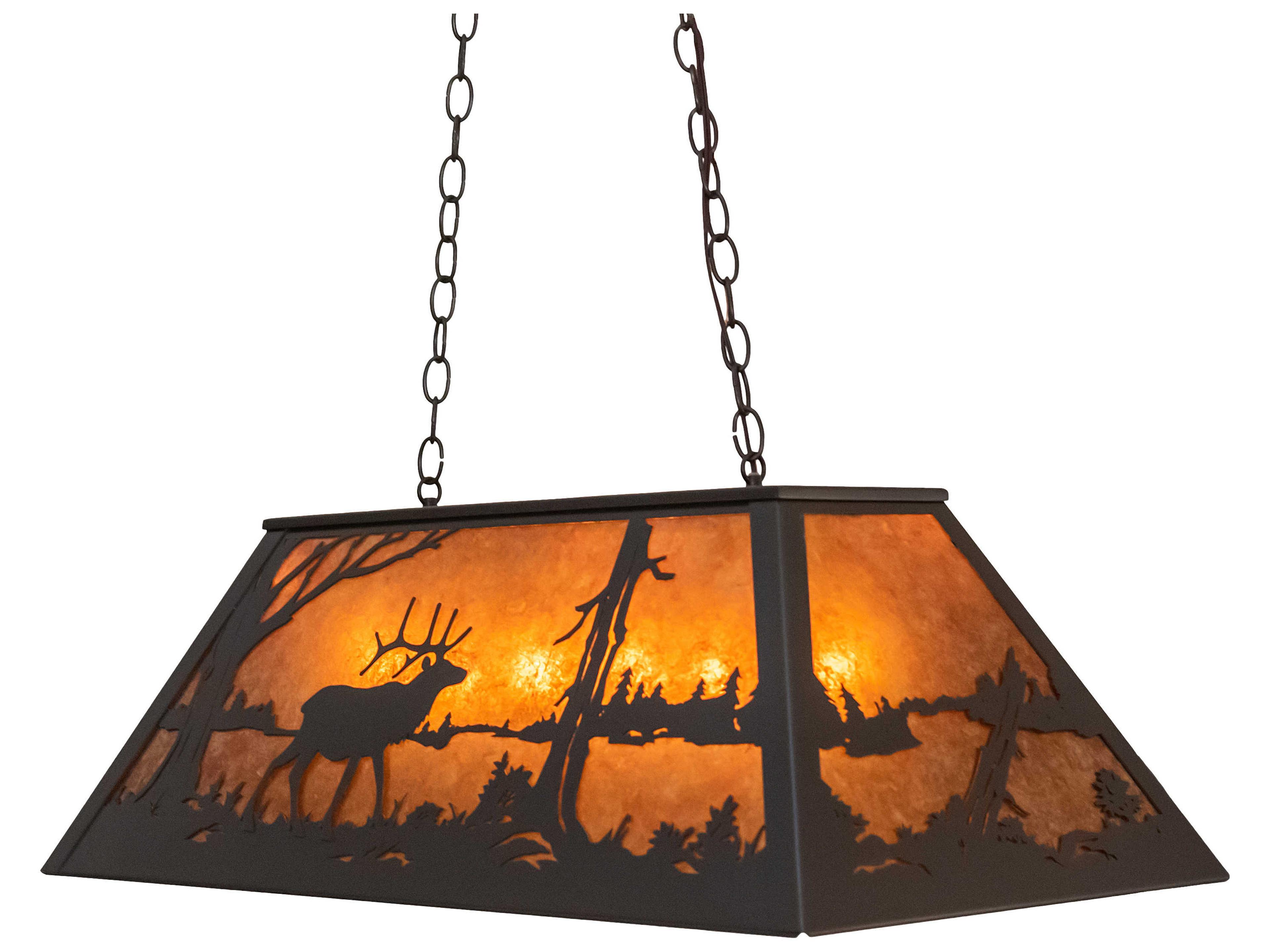Elk At Lake 6-Light Timeless Bronze Island Pendant