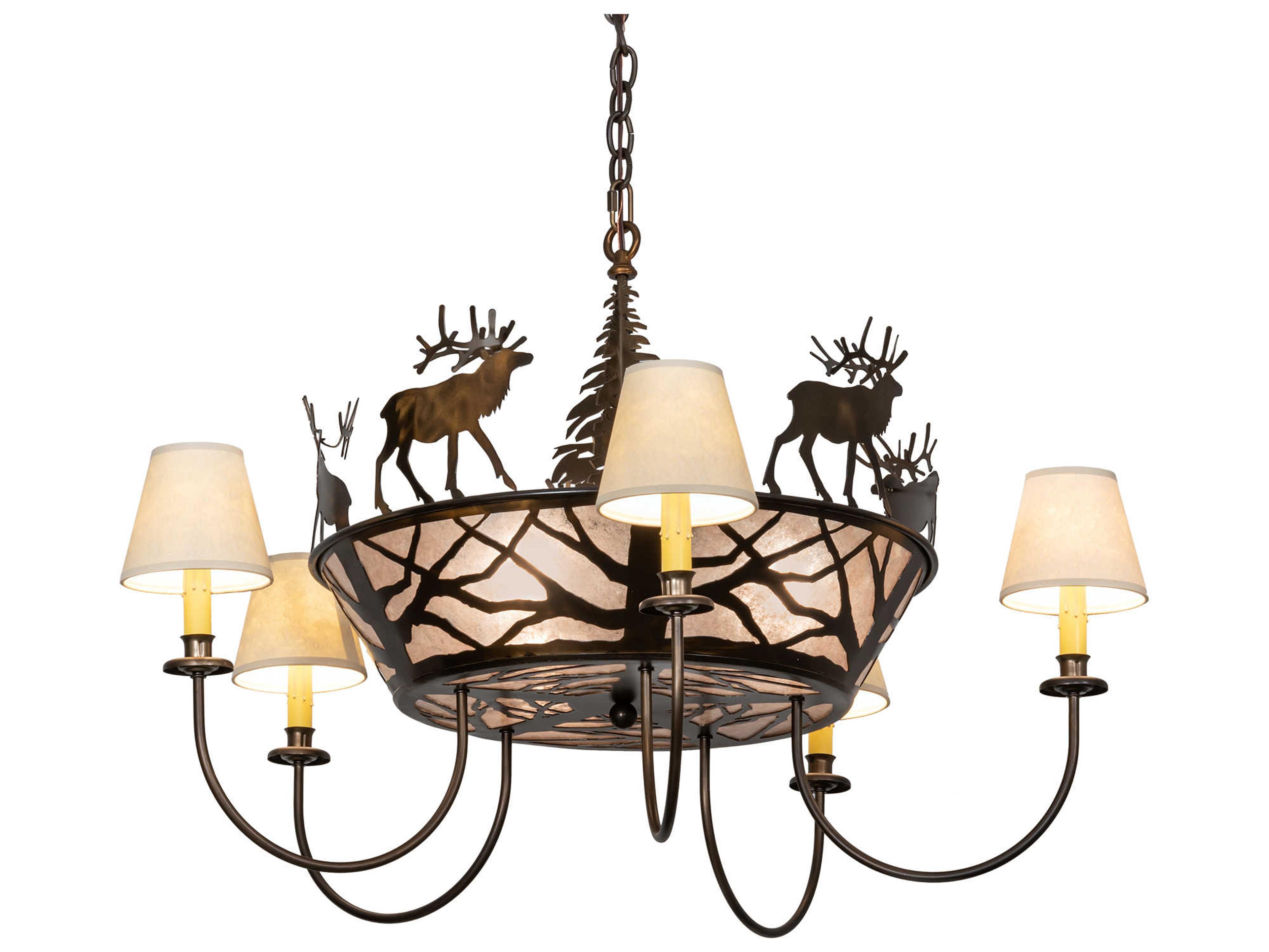 Elk On The Loose 8-Light Antique Copper Empire Chandelier