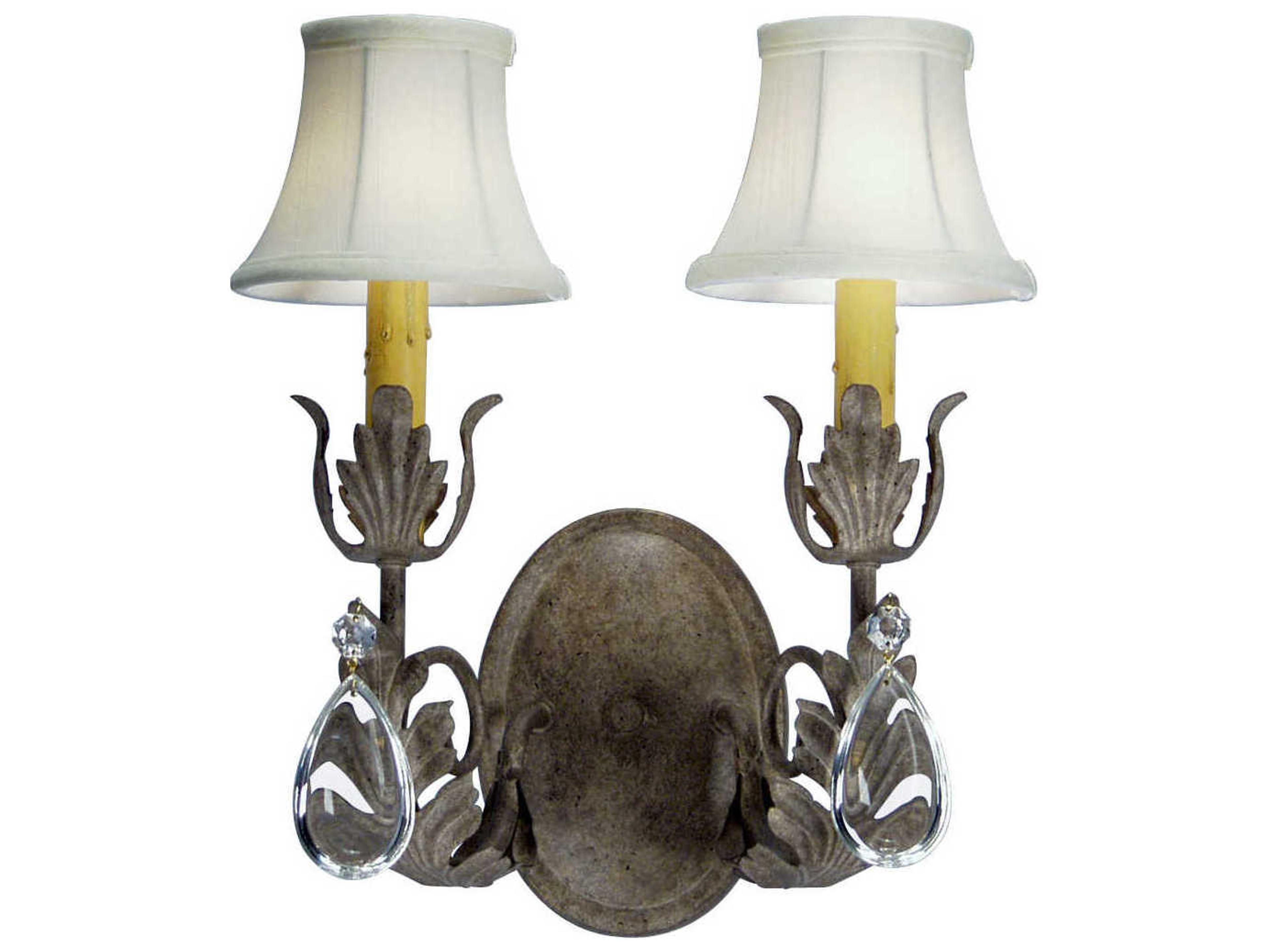 Esther 2-Light Pate Gray Crystal Wall Sconce