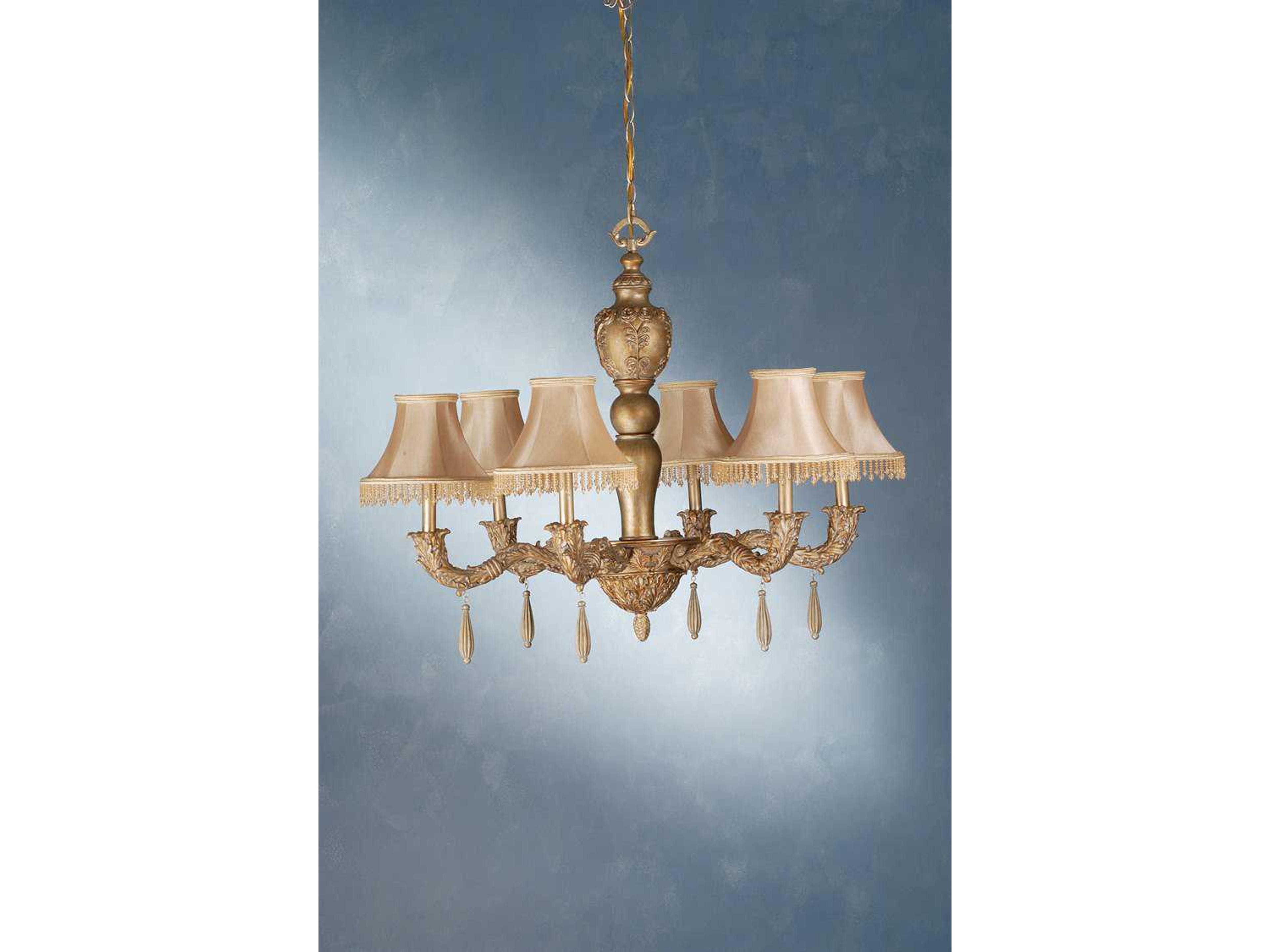 Fabric 6-Light Brass Empire Chandelier