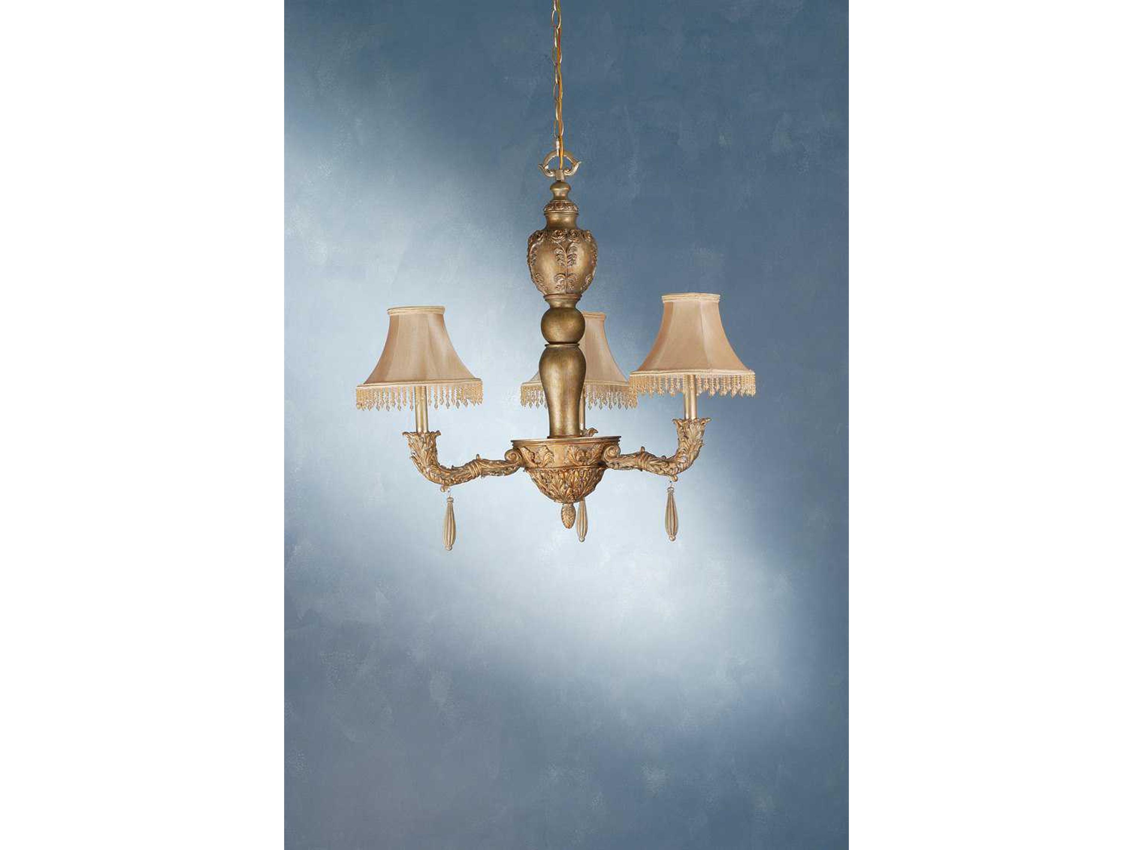 Fabric 3-Light Brass Empire Chandelier